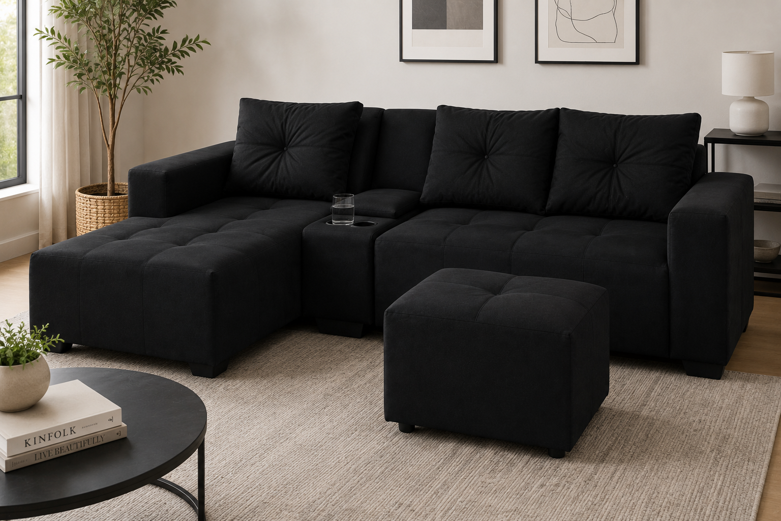 Chelsea Sofa - Left Hand Black - Lifestyle