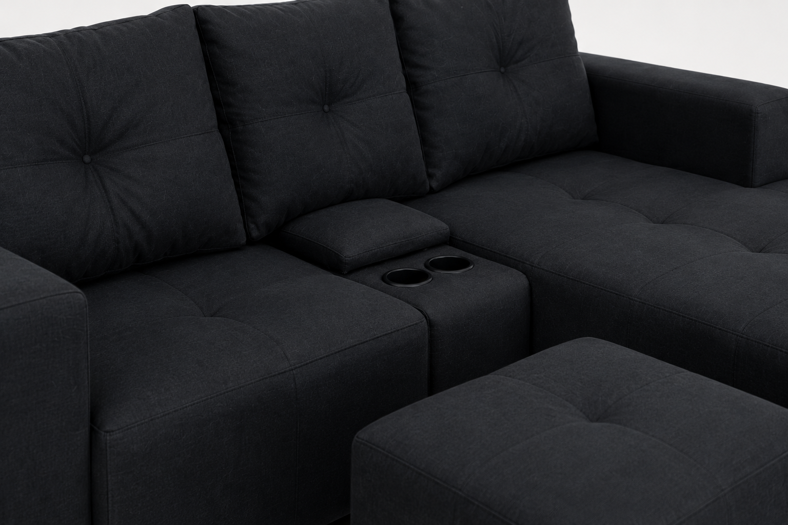 Chelsea Sofa - Right Hand Black - Close up
