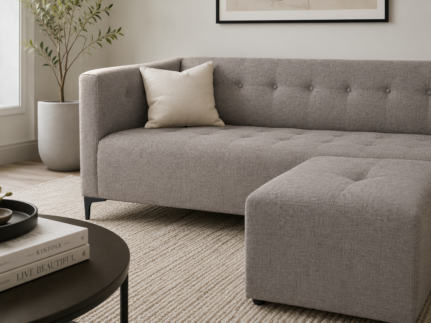 George 3 Seater Sofa - Grey - Lifestyle close up