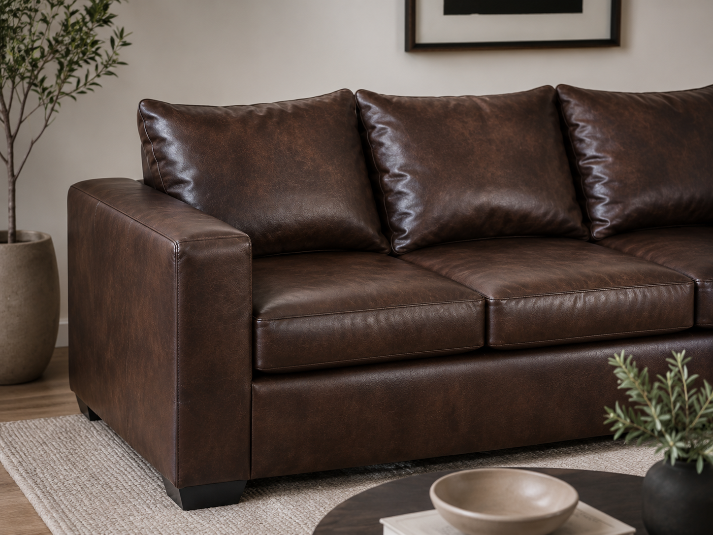 Jody 3 Seater Sofa - Buffalo Brown - Lifestyle close up