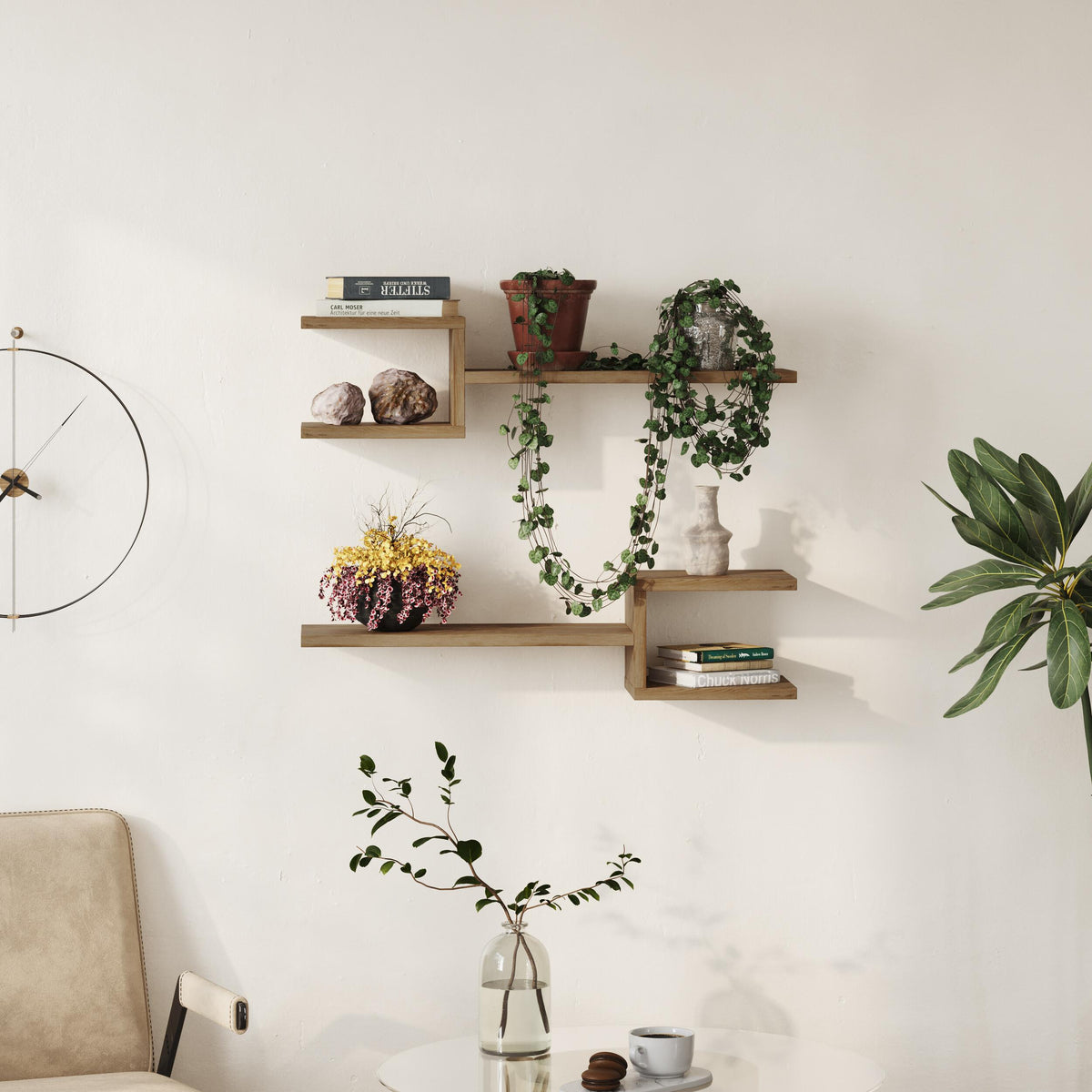 Fork Wall Shelf - Mahogany - 1