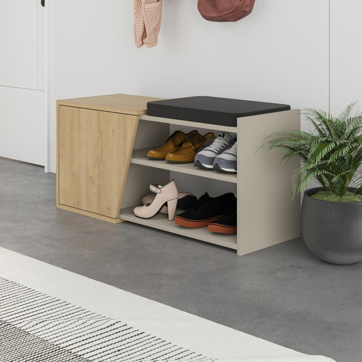 Fiona Shoe Bench - Sandstone Oak - 2