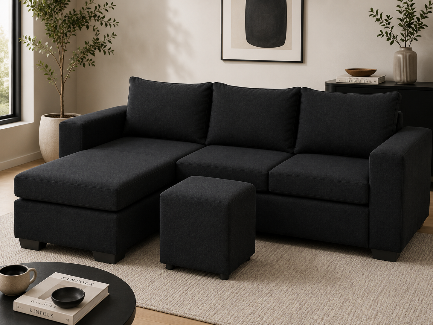 Andre 3 Seater Sofa - Black - Lifestyle