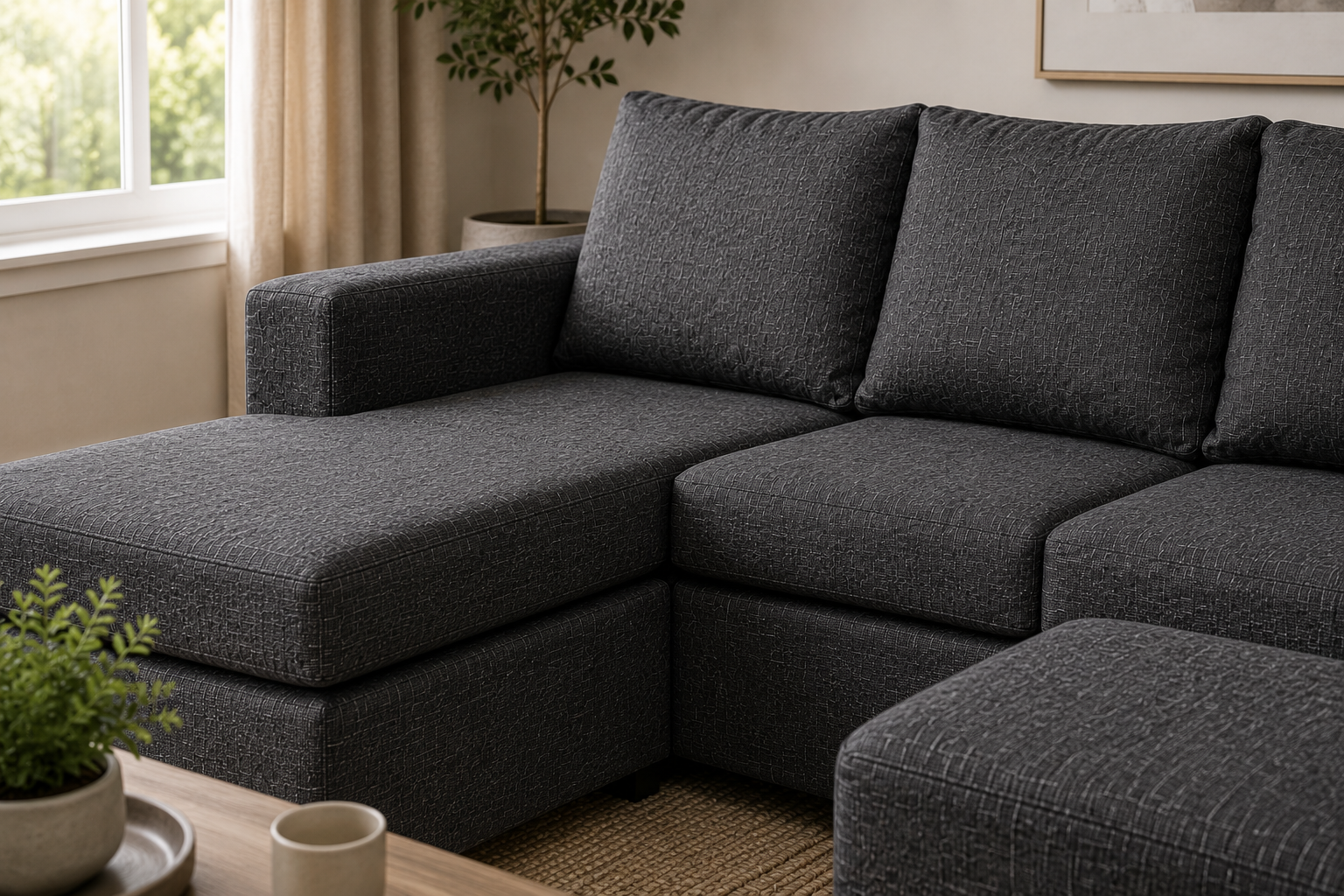 Jojo 4 Seater Sofa - Charcoal - Lifestyle close up