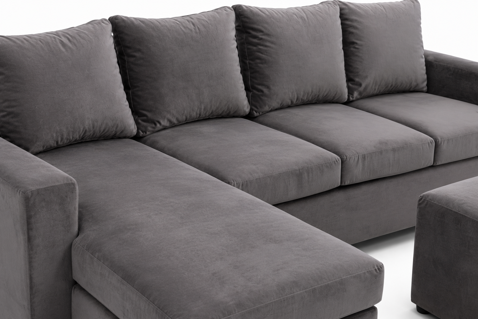 Jojo 4 Seater Sofa - Grey Velvet - Close up