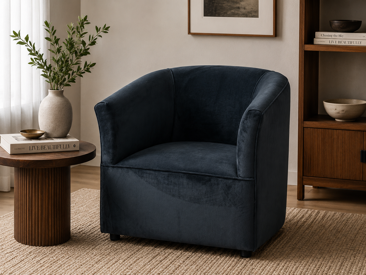 Prince Tub Chair - Grey Velvet - Lifestyle