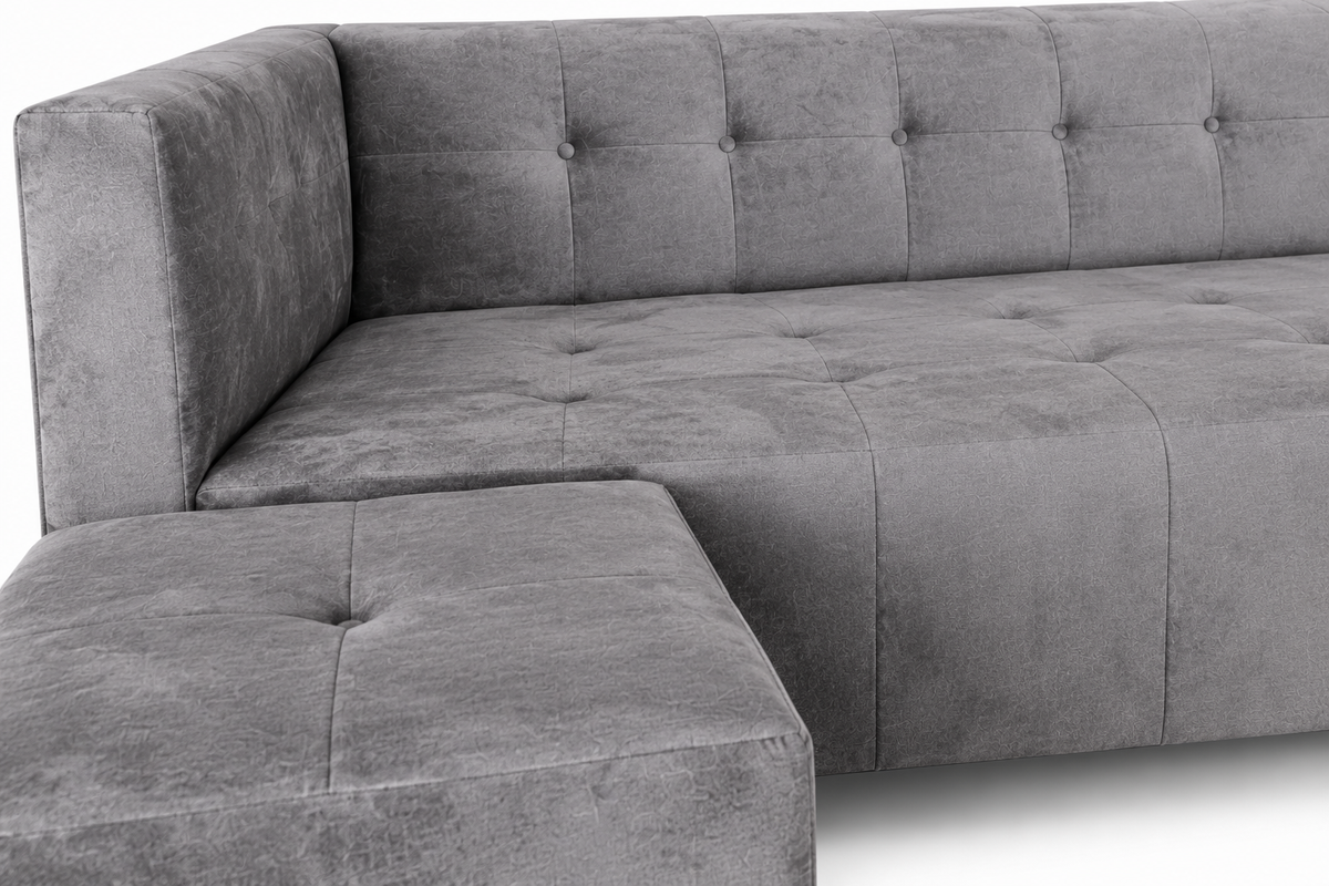 George 3 Seater Sofa - Grey Velvet - Close up