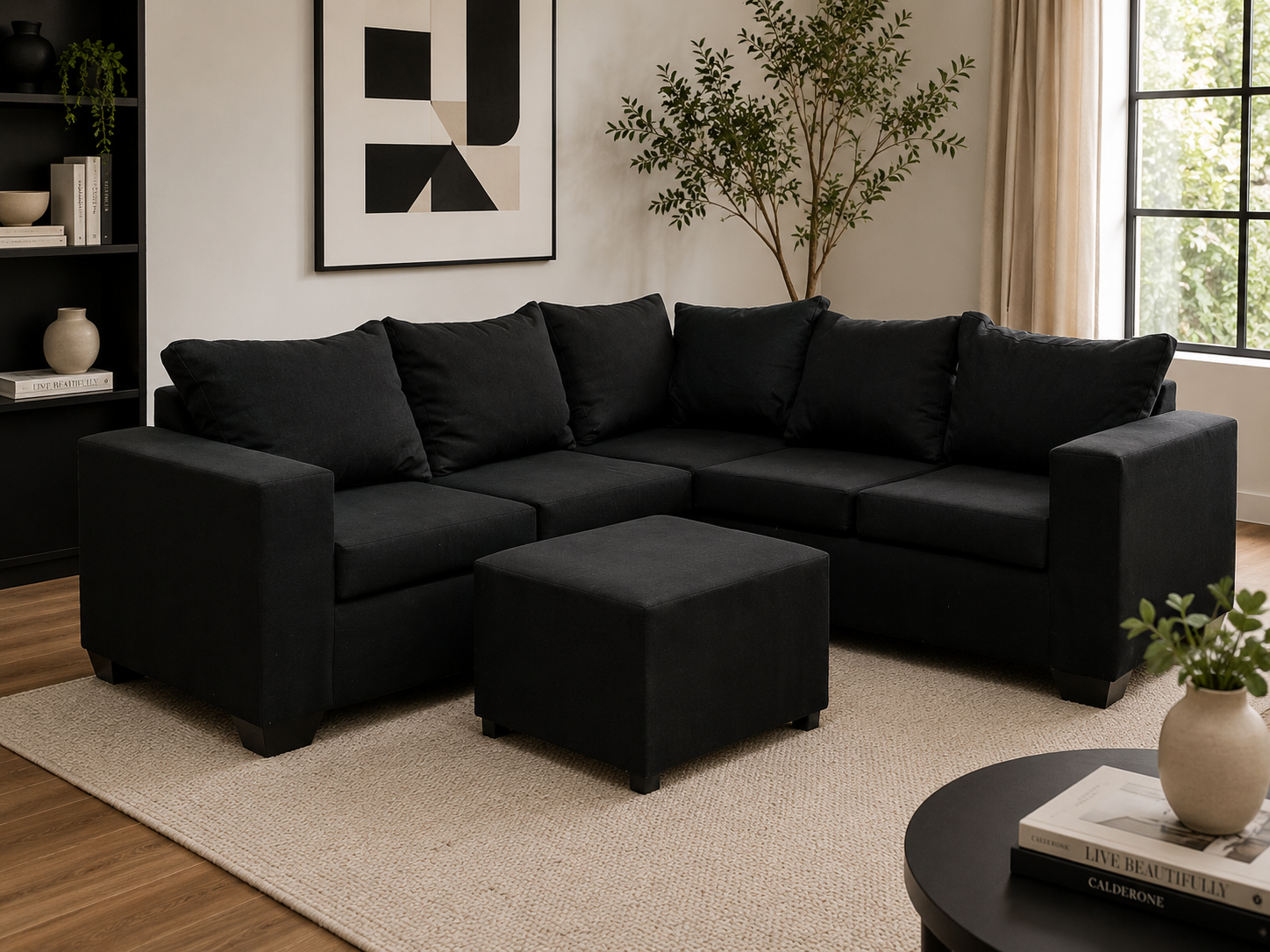 Jenny Corner Sofa - Black - Lifestyle