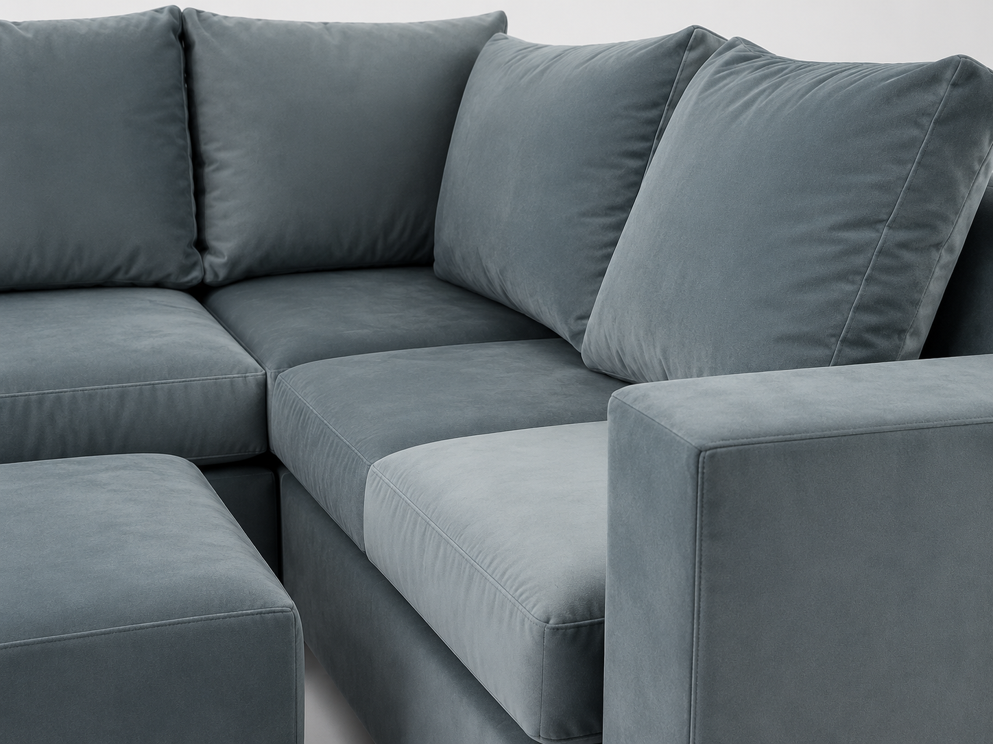 Jenny Corner Sofa - Grey Velvet - Close up