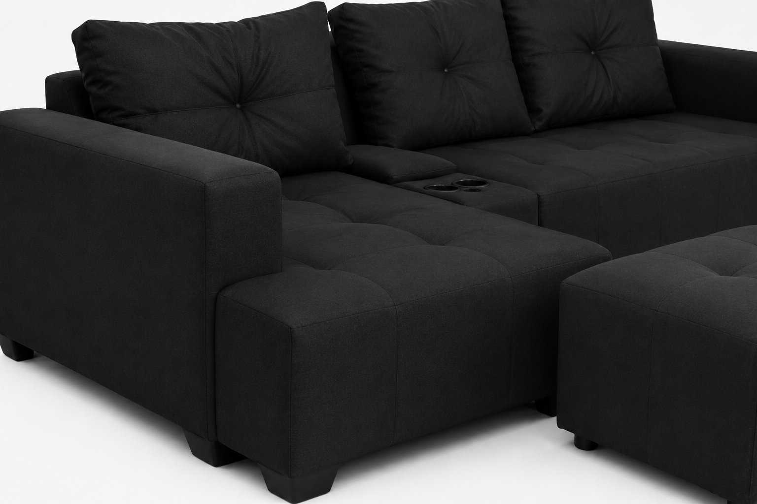 Chelsea Sofa - Left Hand Black - Close up