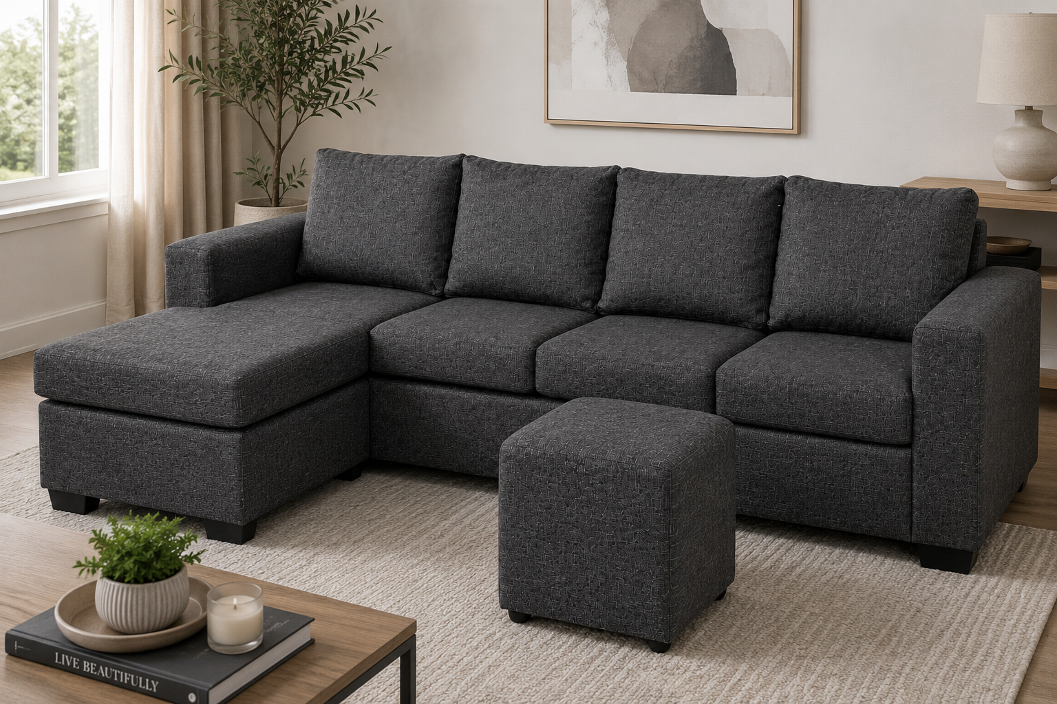 Jojo 4 Seater Sofa - Charcoal - Lifestyle