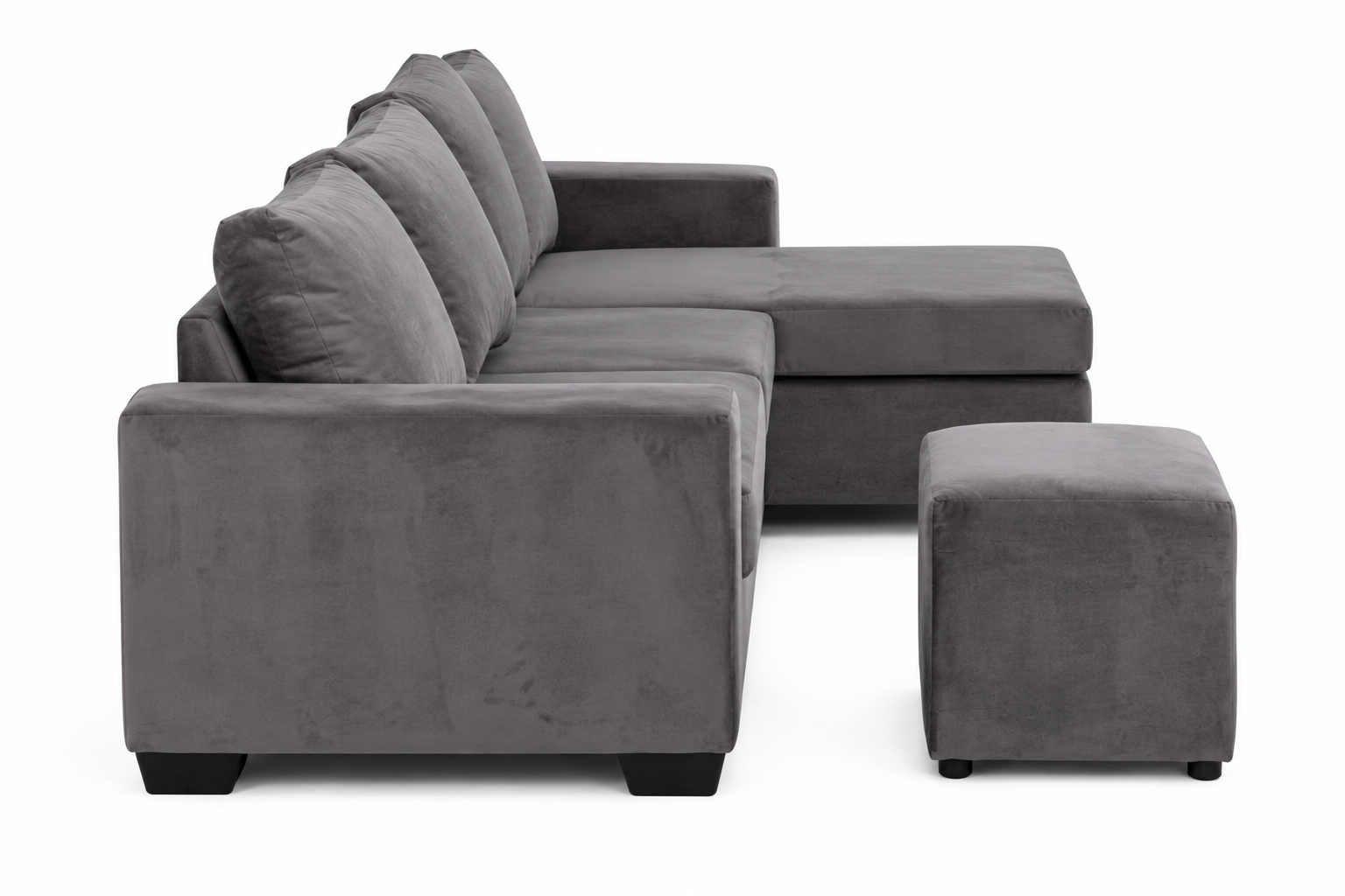 Jojo 4 Seater Sofa - Grey Velvet - Side view