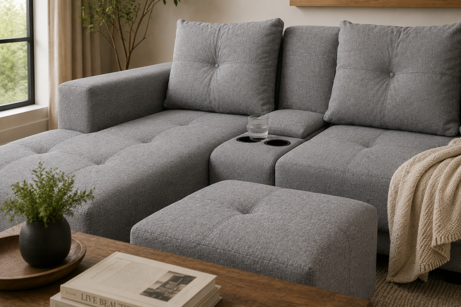 Chelsea Sofa - Left Hand Grey - Lifestyle close up