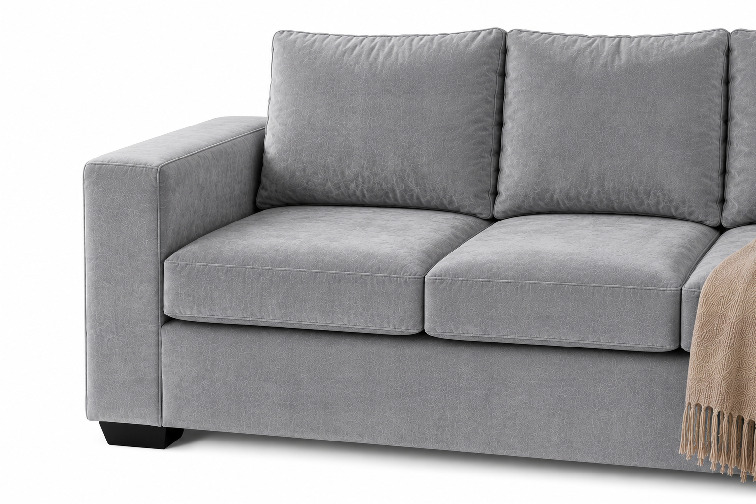 Jody 3 Seater Sofa - Grey Velvet - Close up