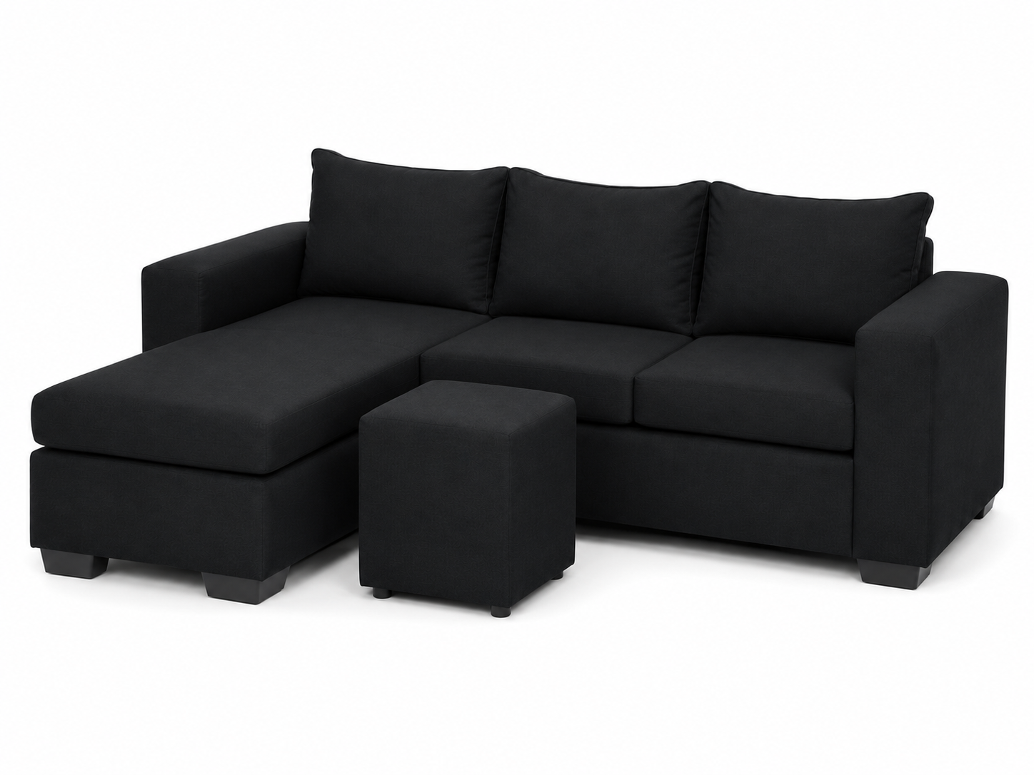 Andre 3 Seater Sofa - Black - Side angle