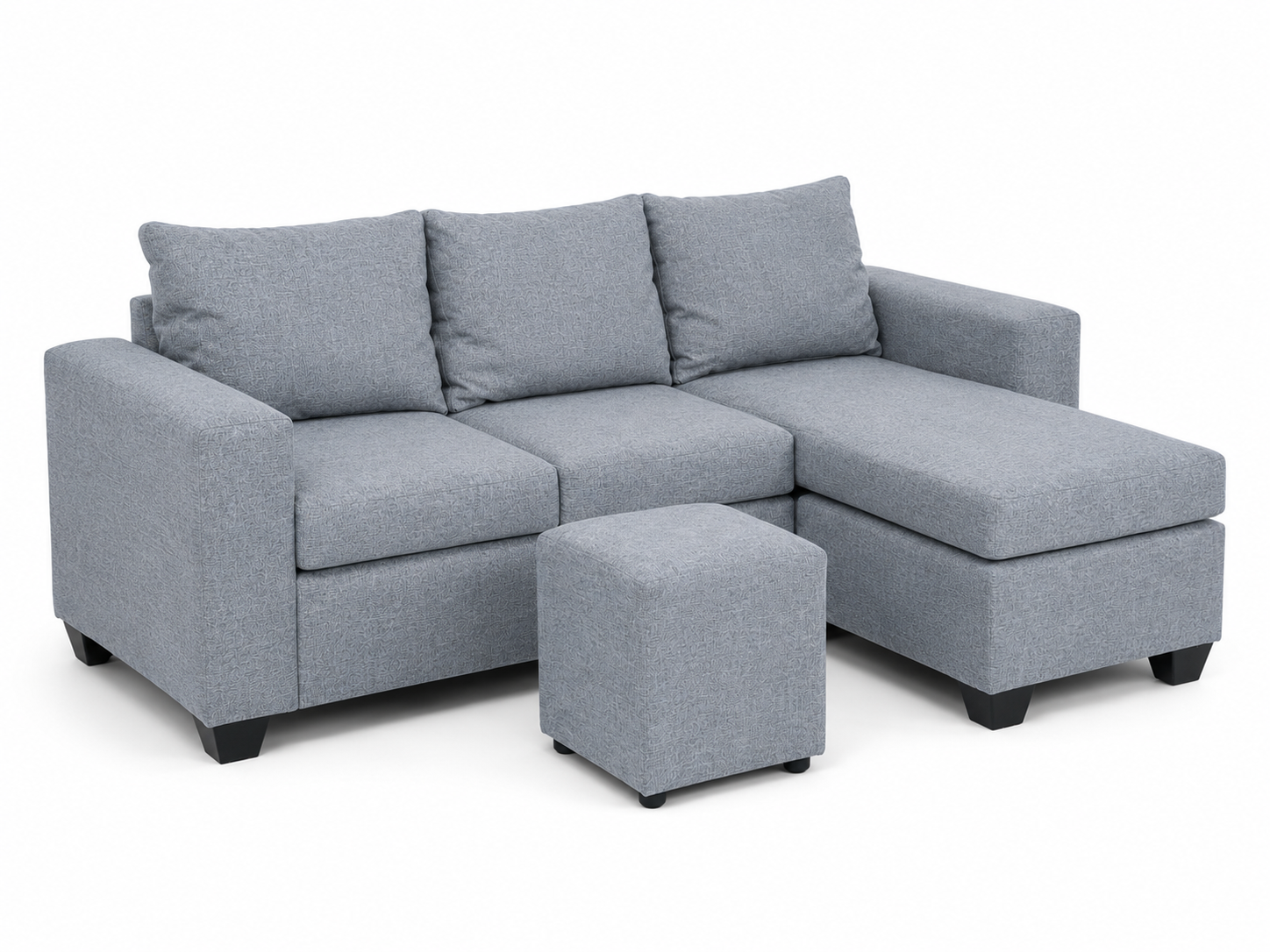 Andre 3 Seater Sofa - Grey - Side angle