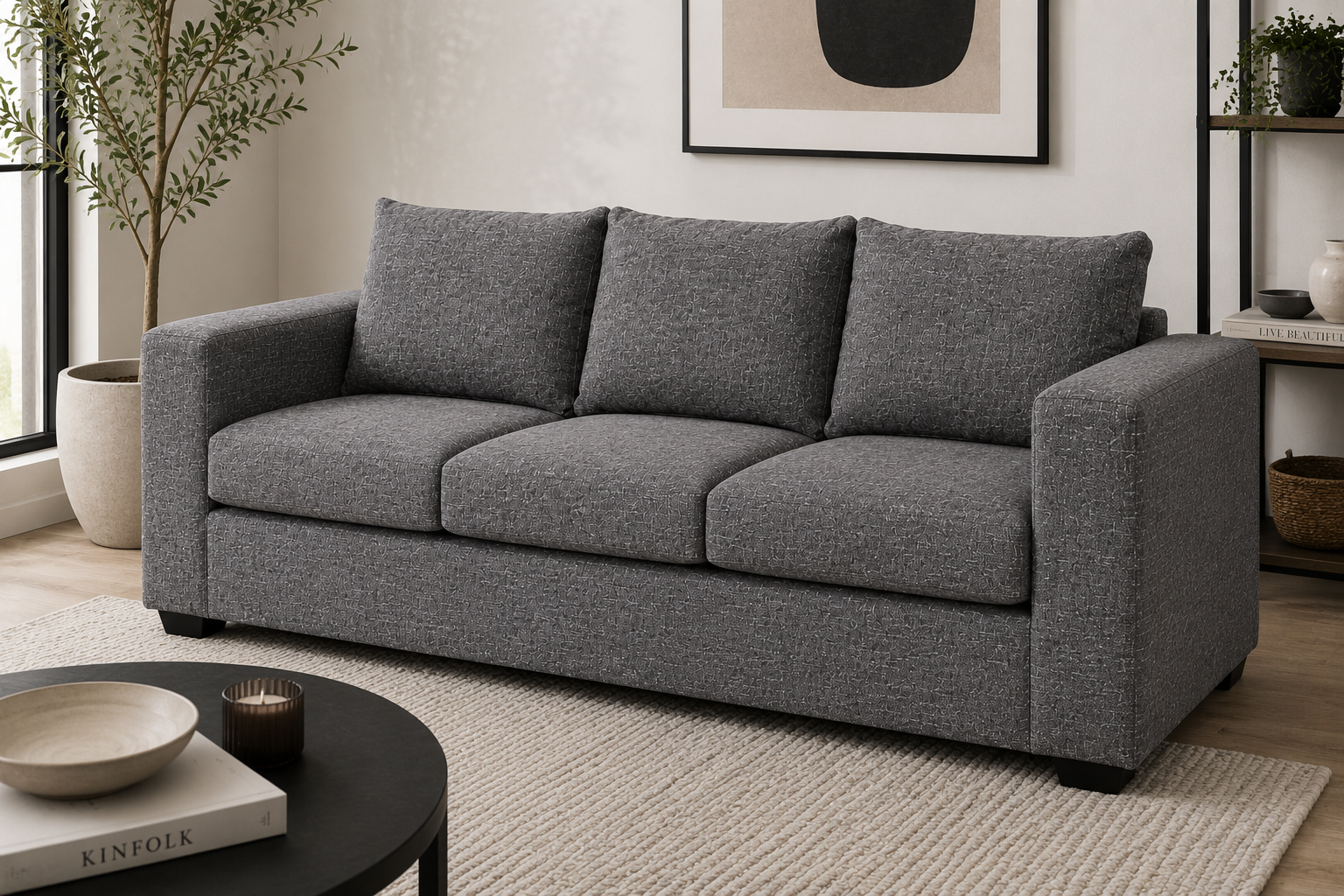 Jody 3 Seater Sofa - Charcoal - Lifestyle