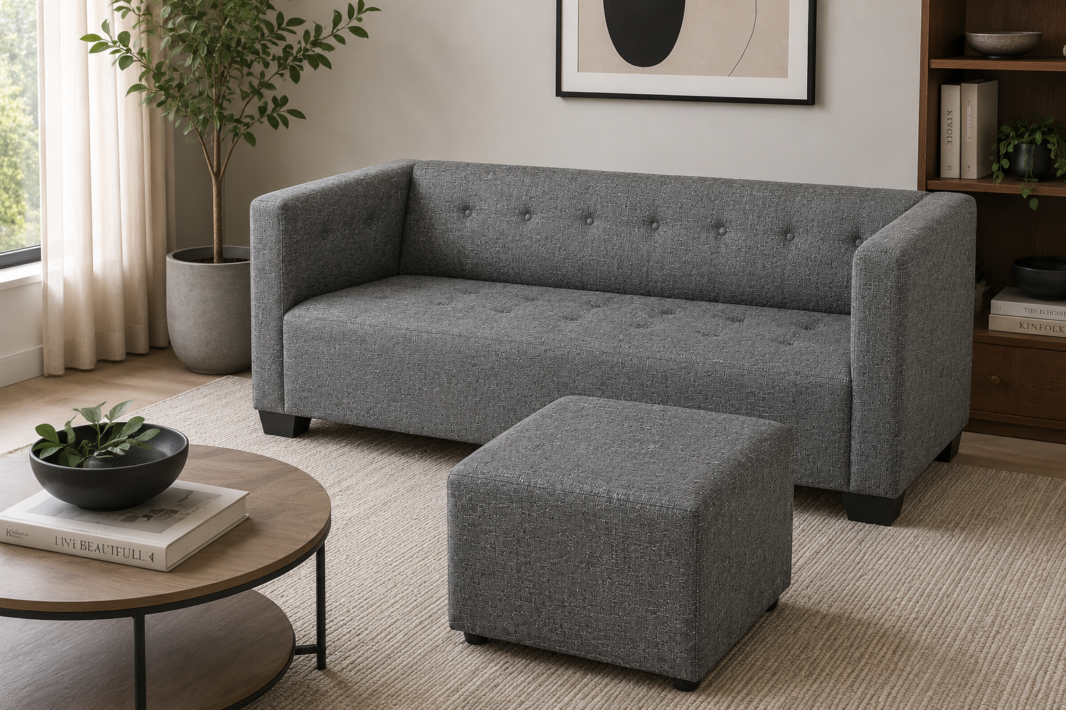 George 3 Seater Sofa - Charcoal - Lifestyle