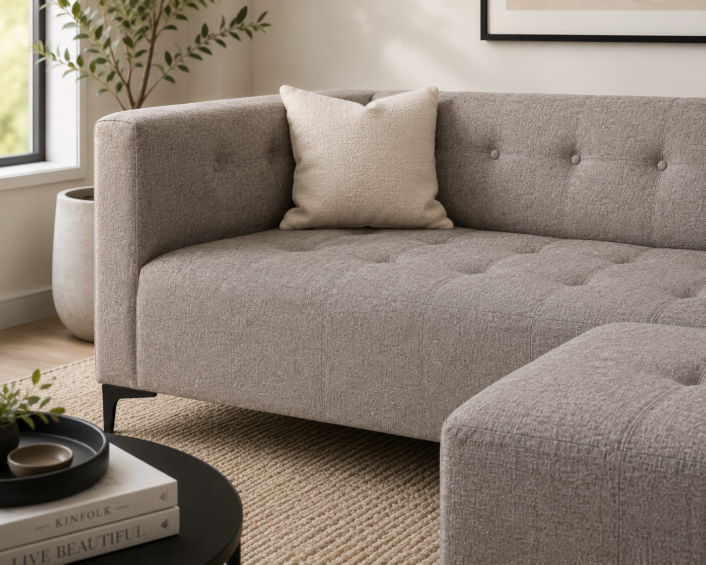 George 3 Seater Sofa - Grey - Close up