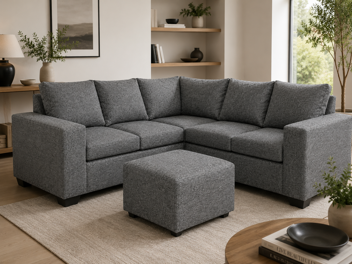 Jenny Corner Sofa - Charcoal - Lifestyle