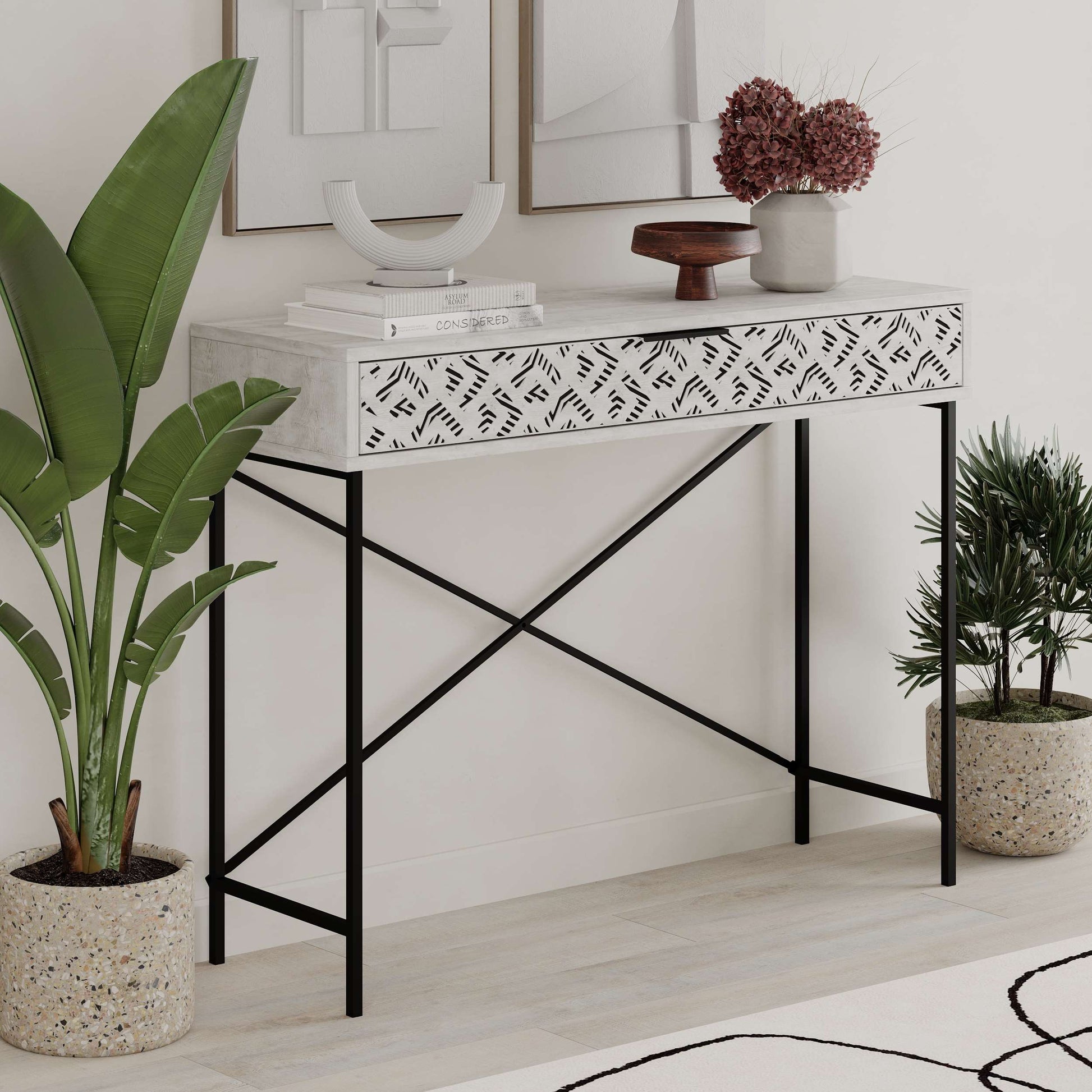 Heaton Console Side Table - White - 2