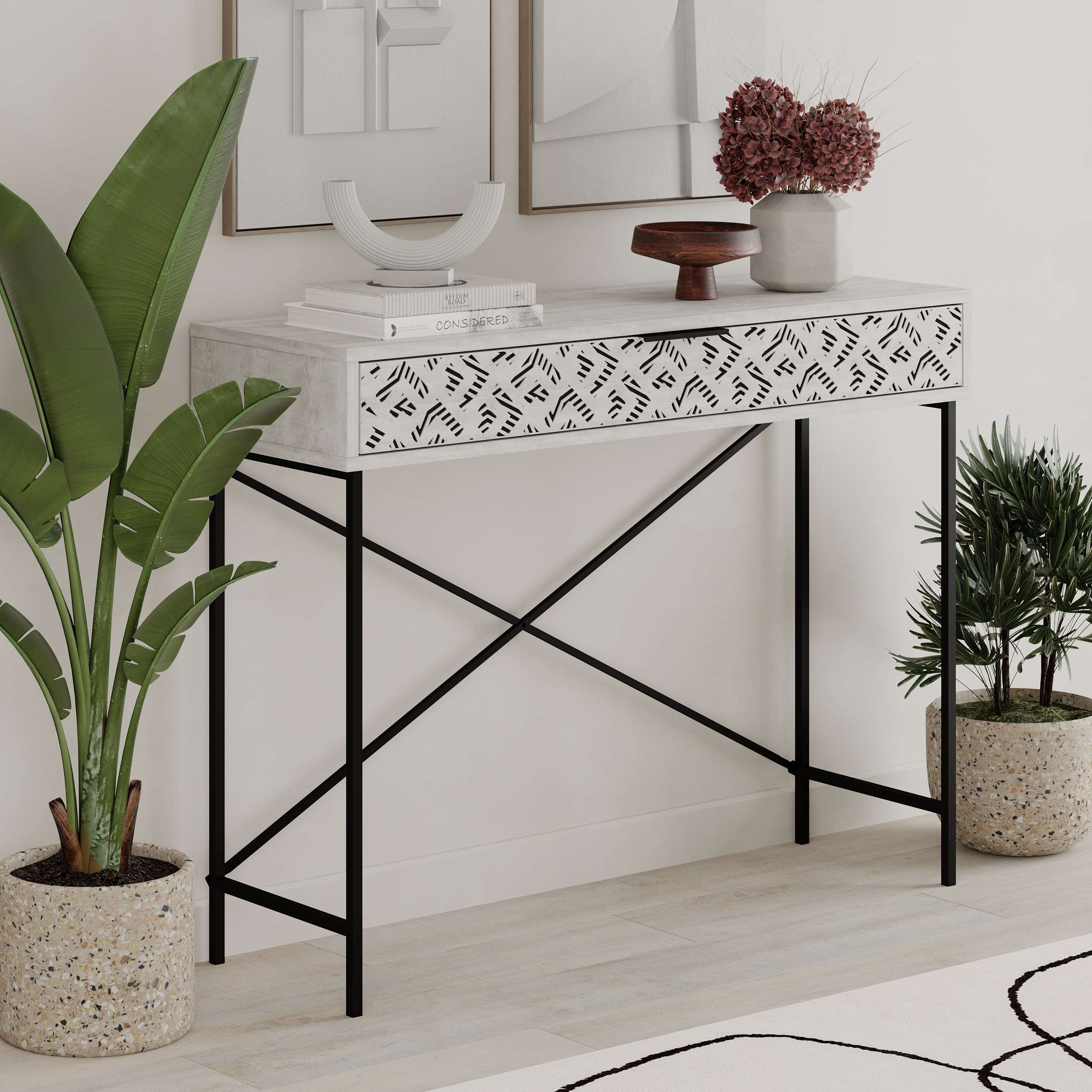 Heaton Console Side Table - White - 2