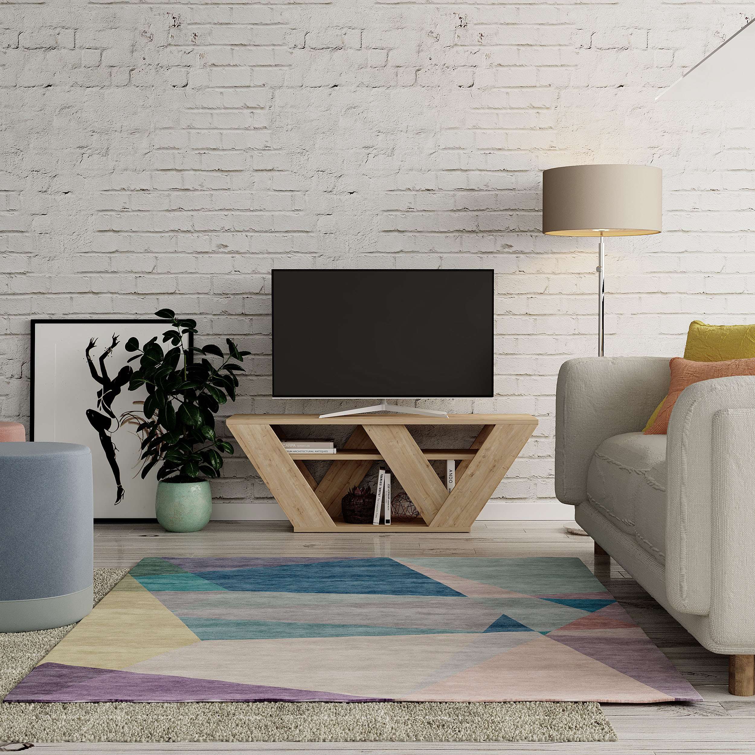 Pipralla TV Stand - Oak - 5