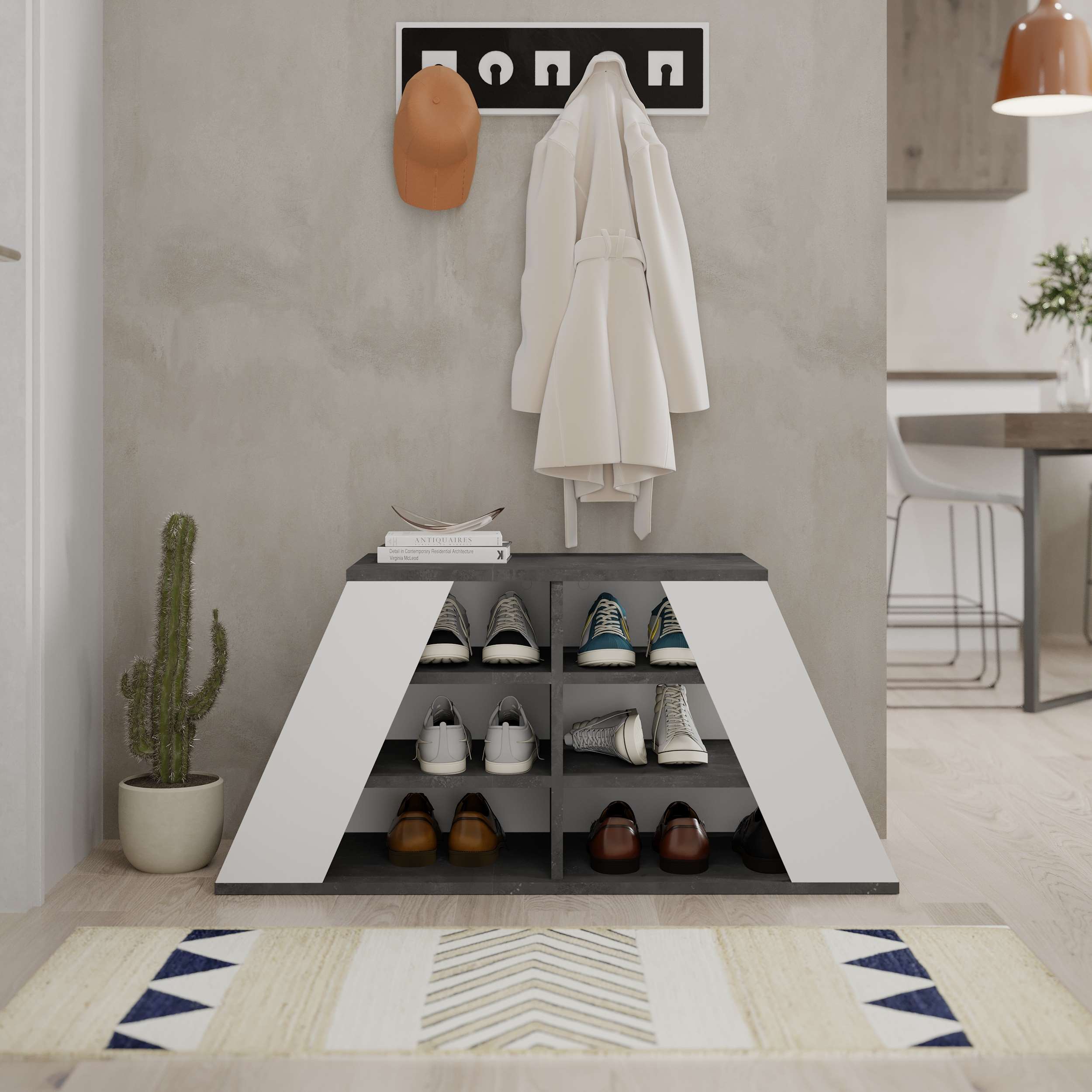 Pyramid Shoe Rack - Retro Grey - 3