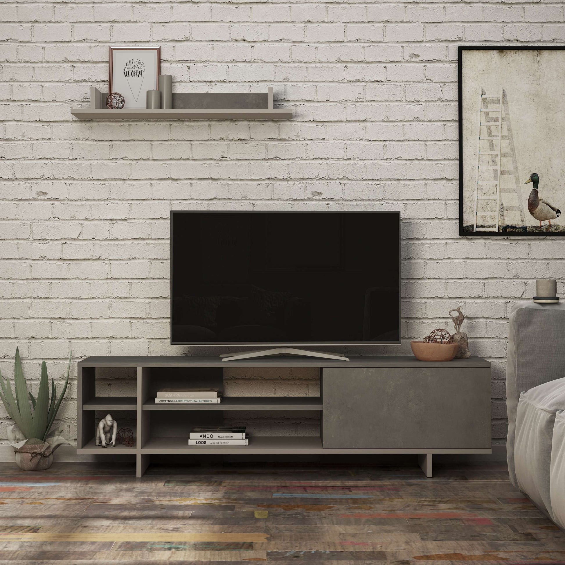 Stockton TV Unit - Retro Grey - 2