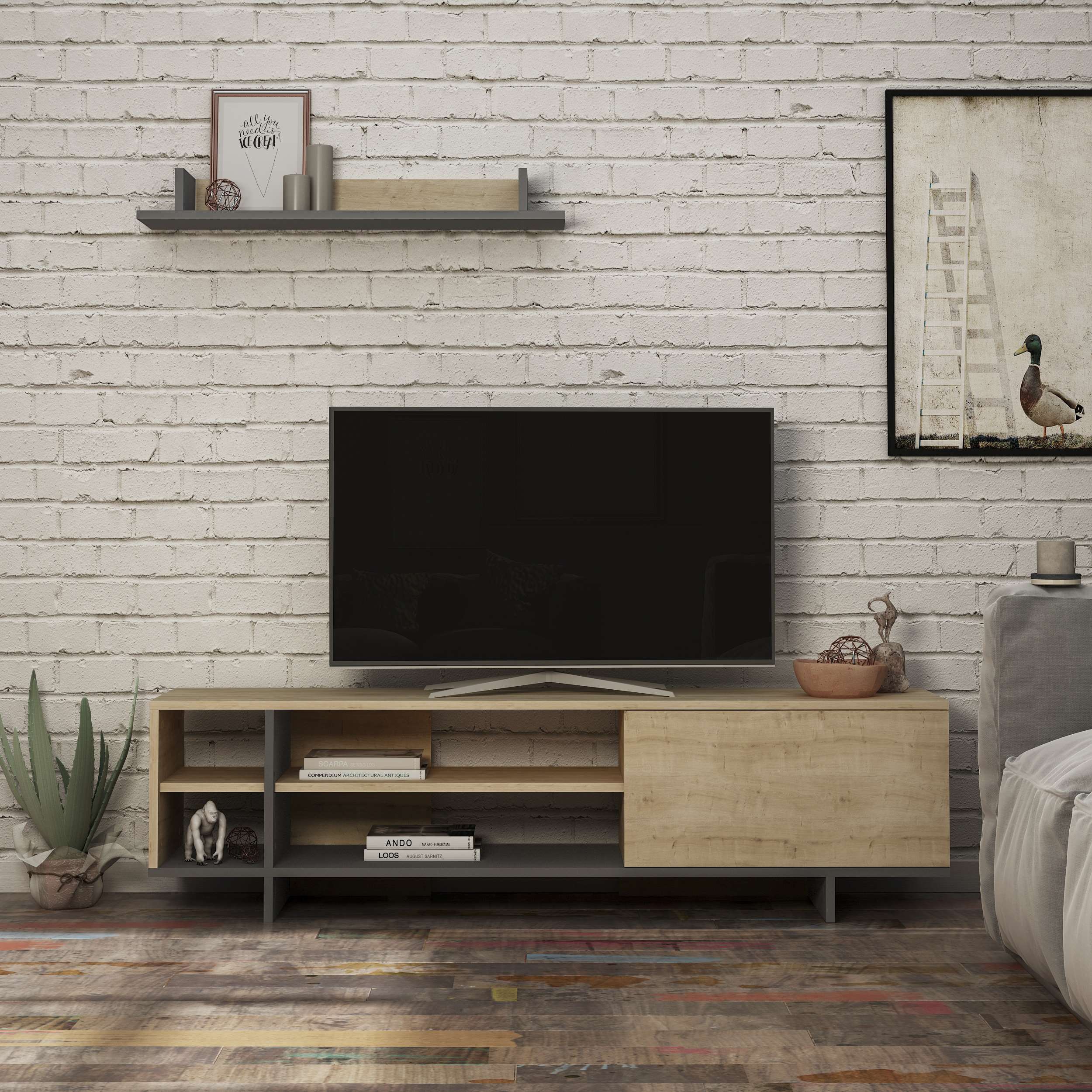 Stockton TV Unit - Oak - 2