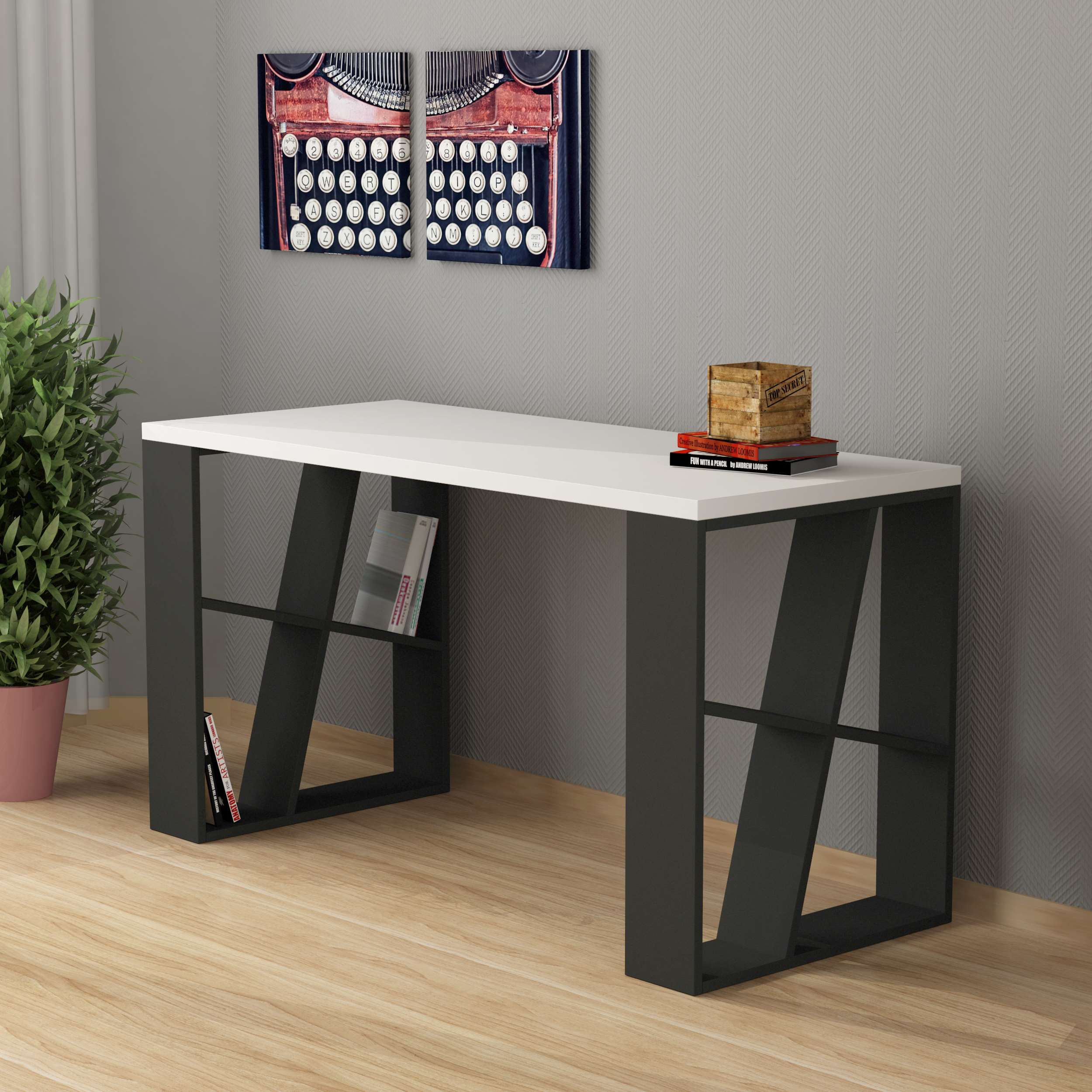 Honey Office Desk - Anthracide