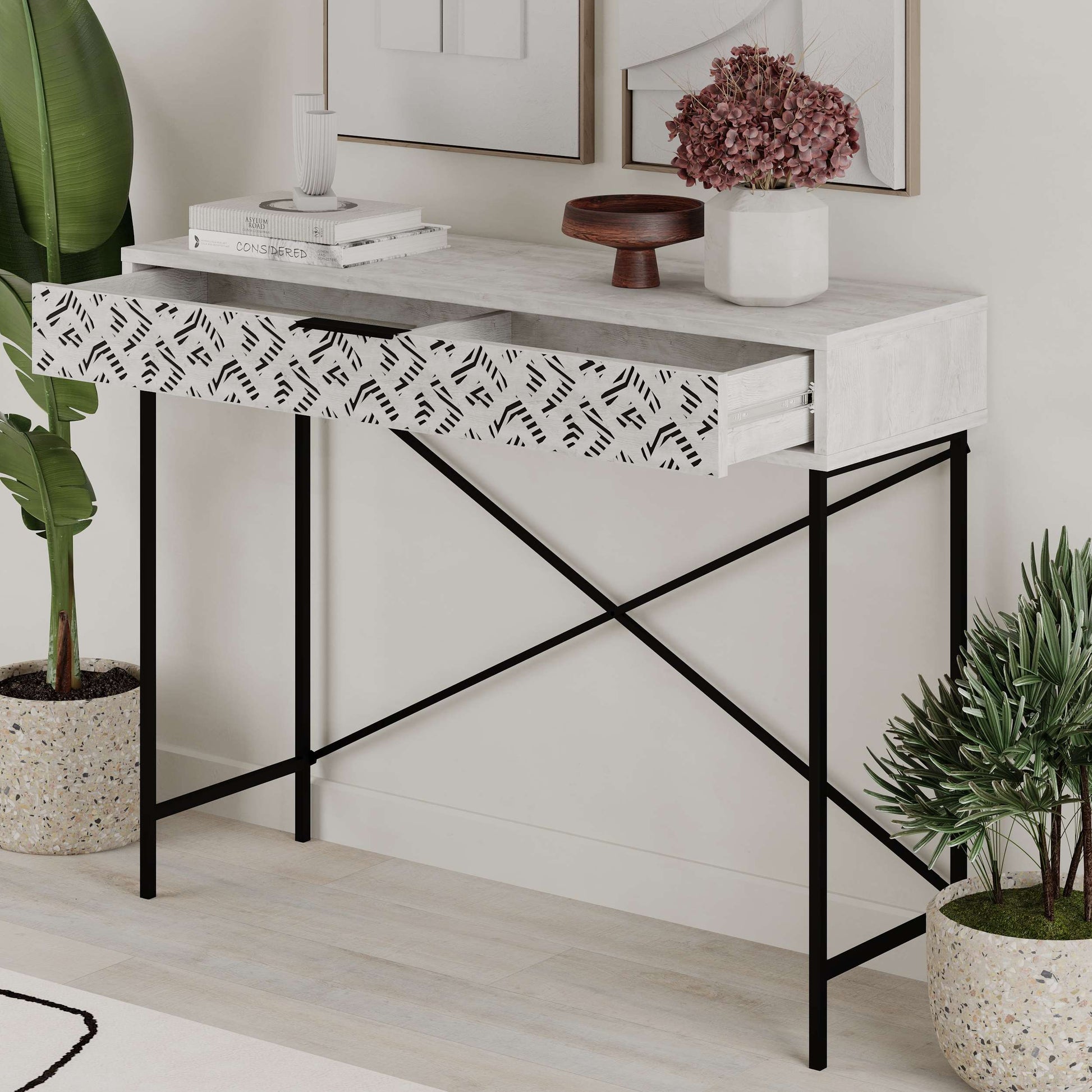 Heaton Console Side Table - White - 3