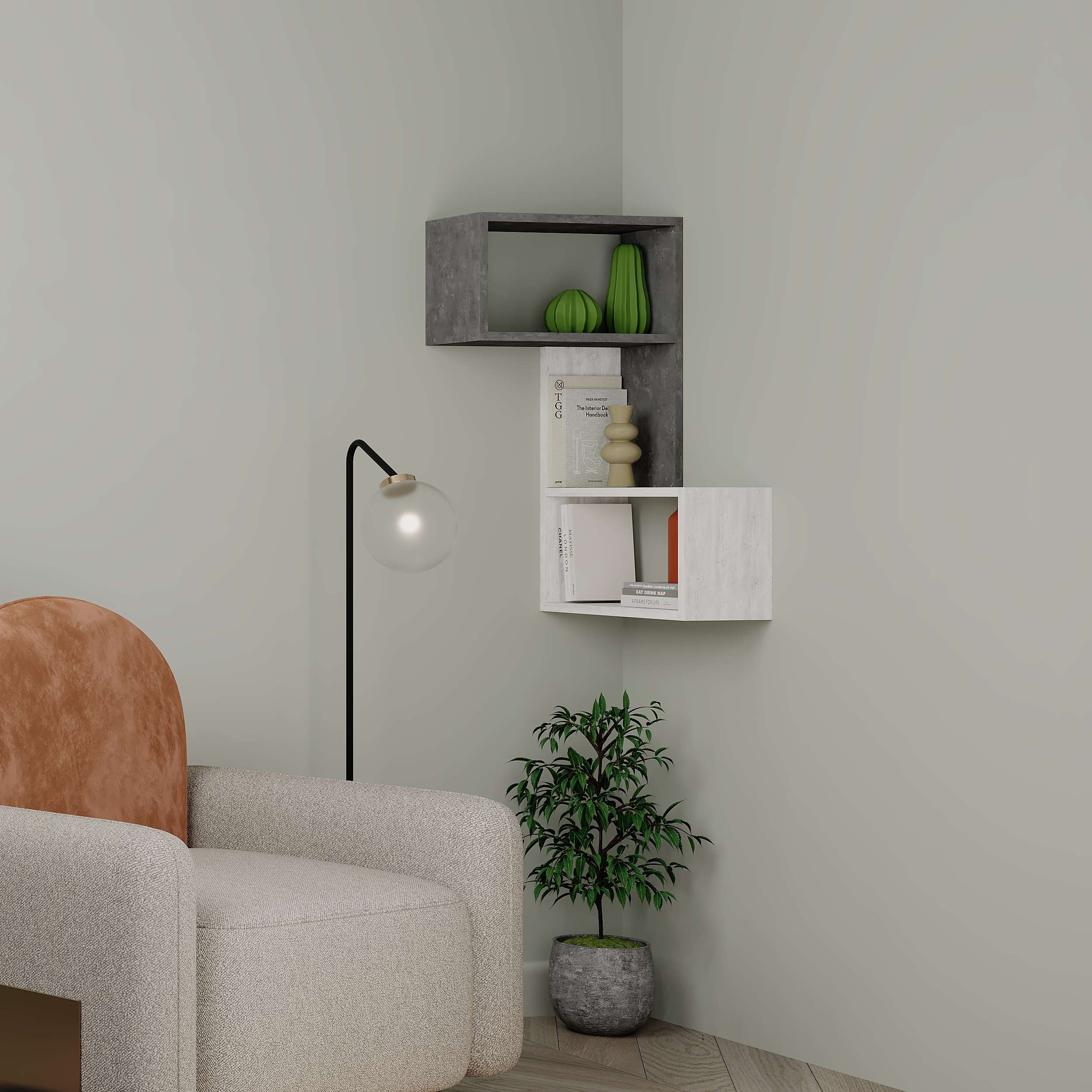 Part Corner Shelf - Retro Grey - 3