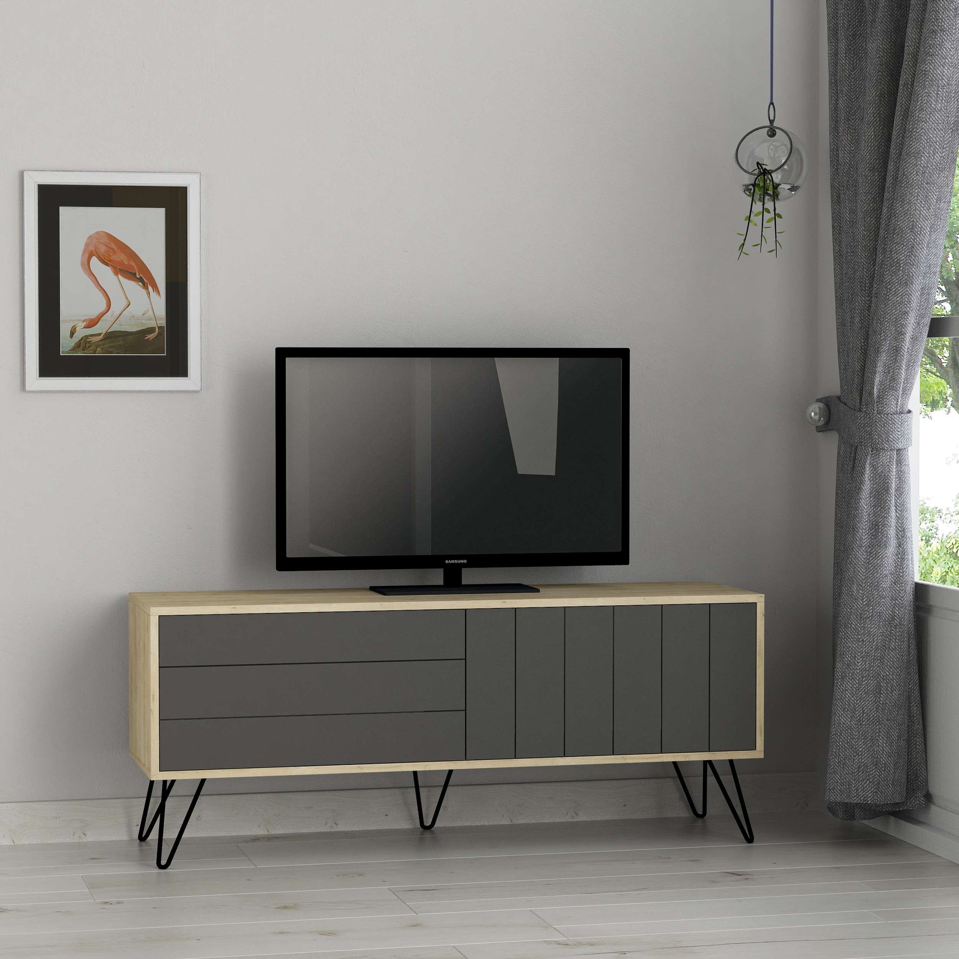 Picadilly TV Unit - Oak Anthracite - Room Concept