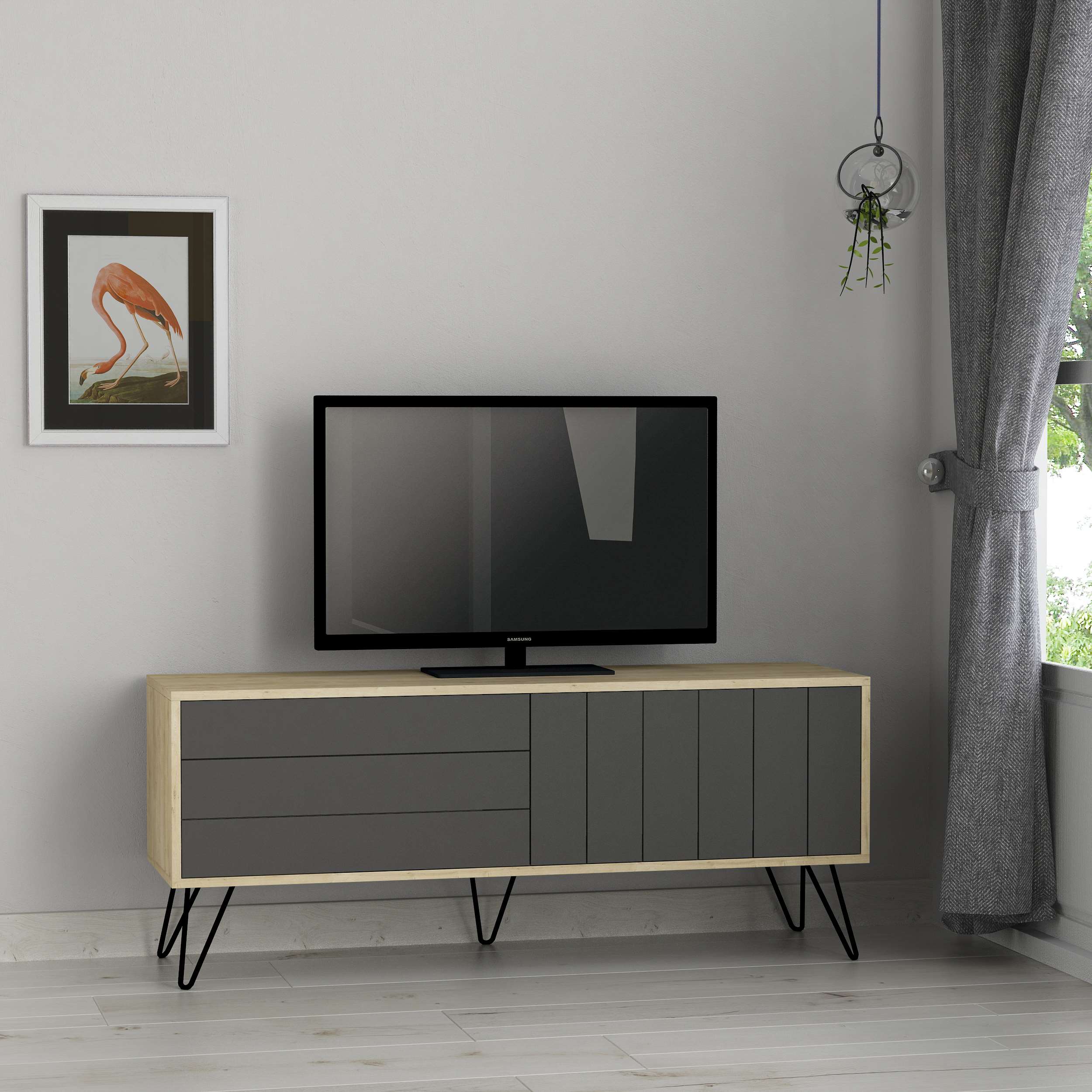 Picadilly TV Unit - Oak Anthracite - Room Concept