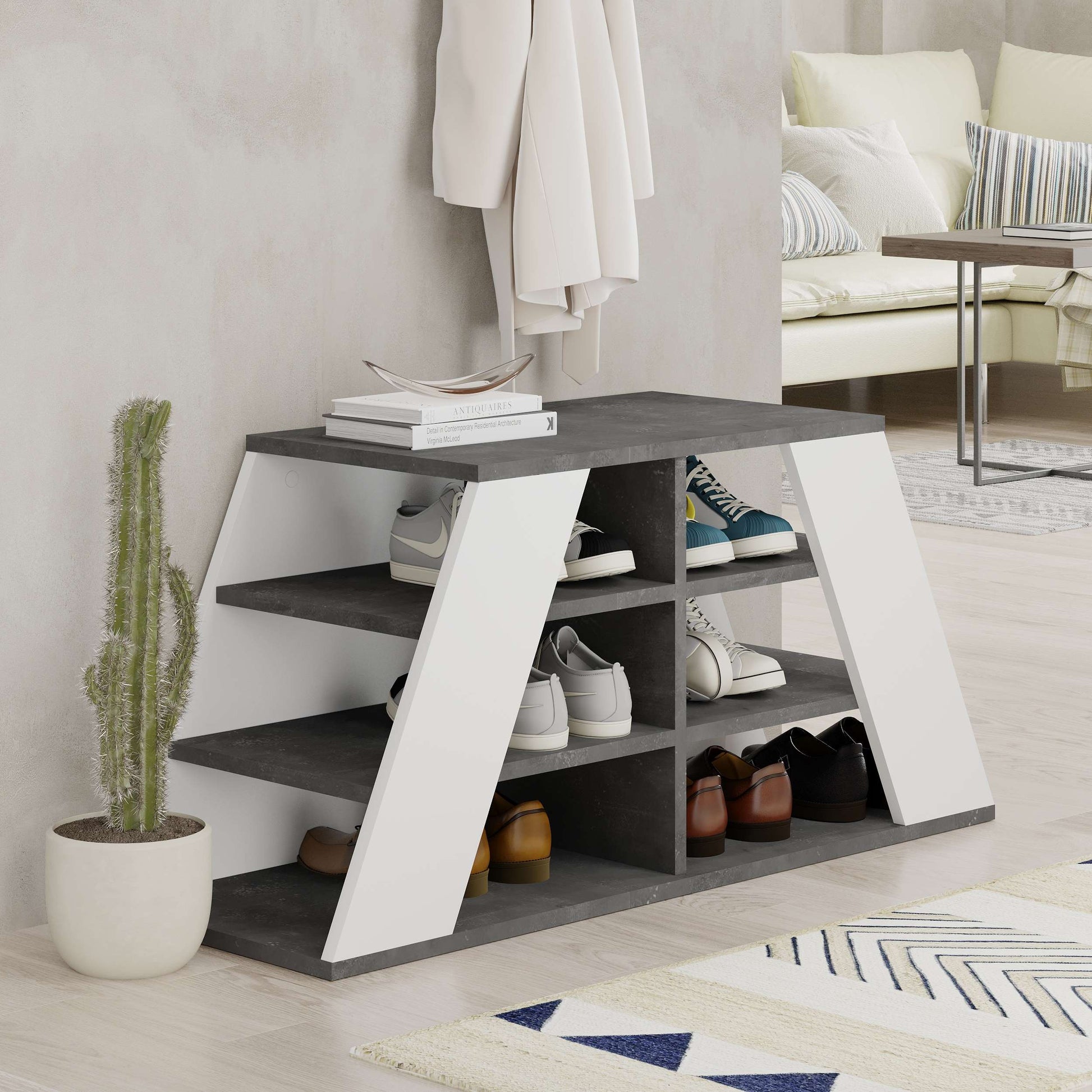 Pyramid Shoe Rack - Retro Grey - 4