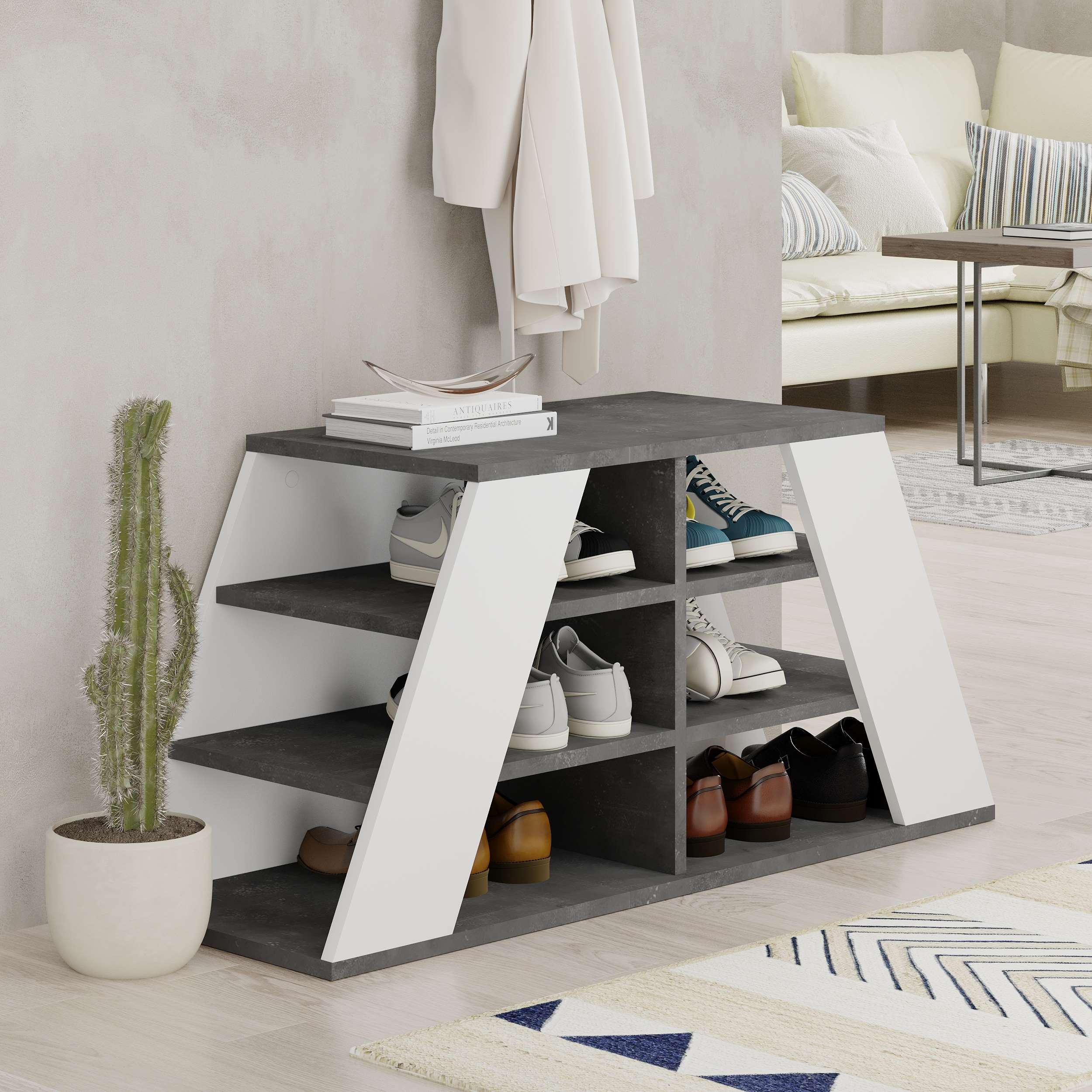 Pyramid Shoe Rack - Retro Grey - 4