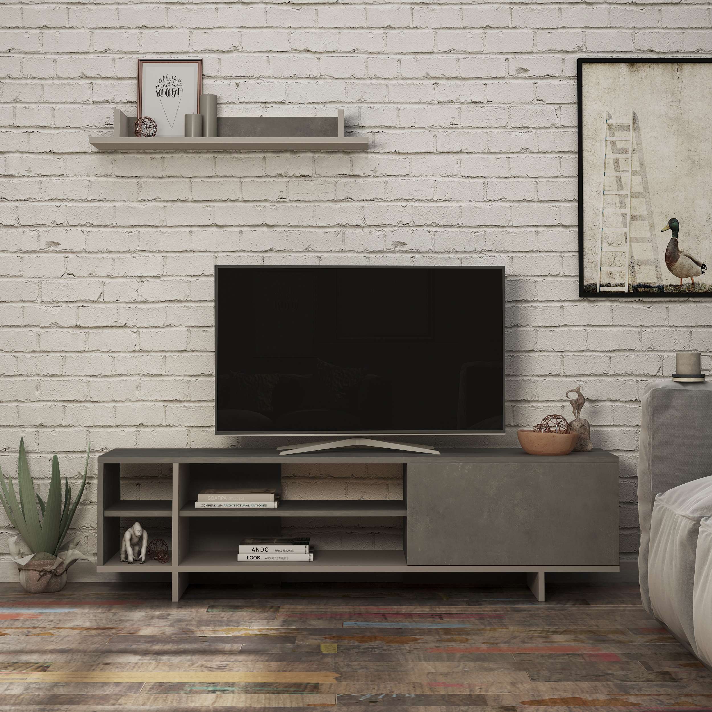 Stockton TV Unit - Retro Grey
