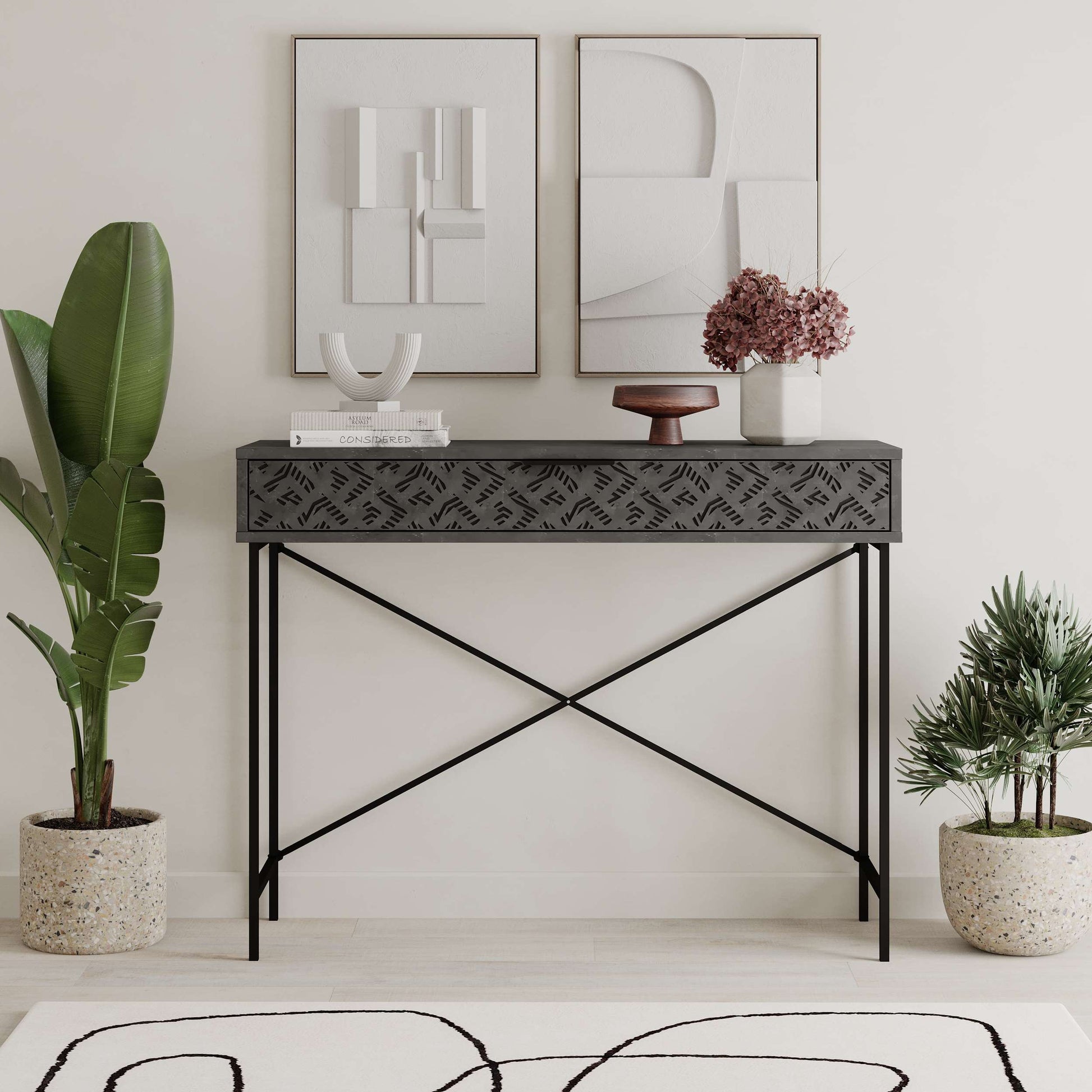 Heaton Console Side Table - Retro Grey