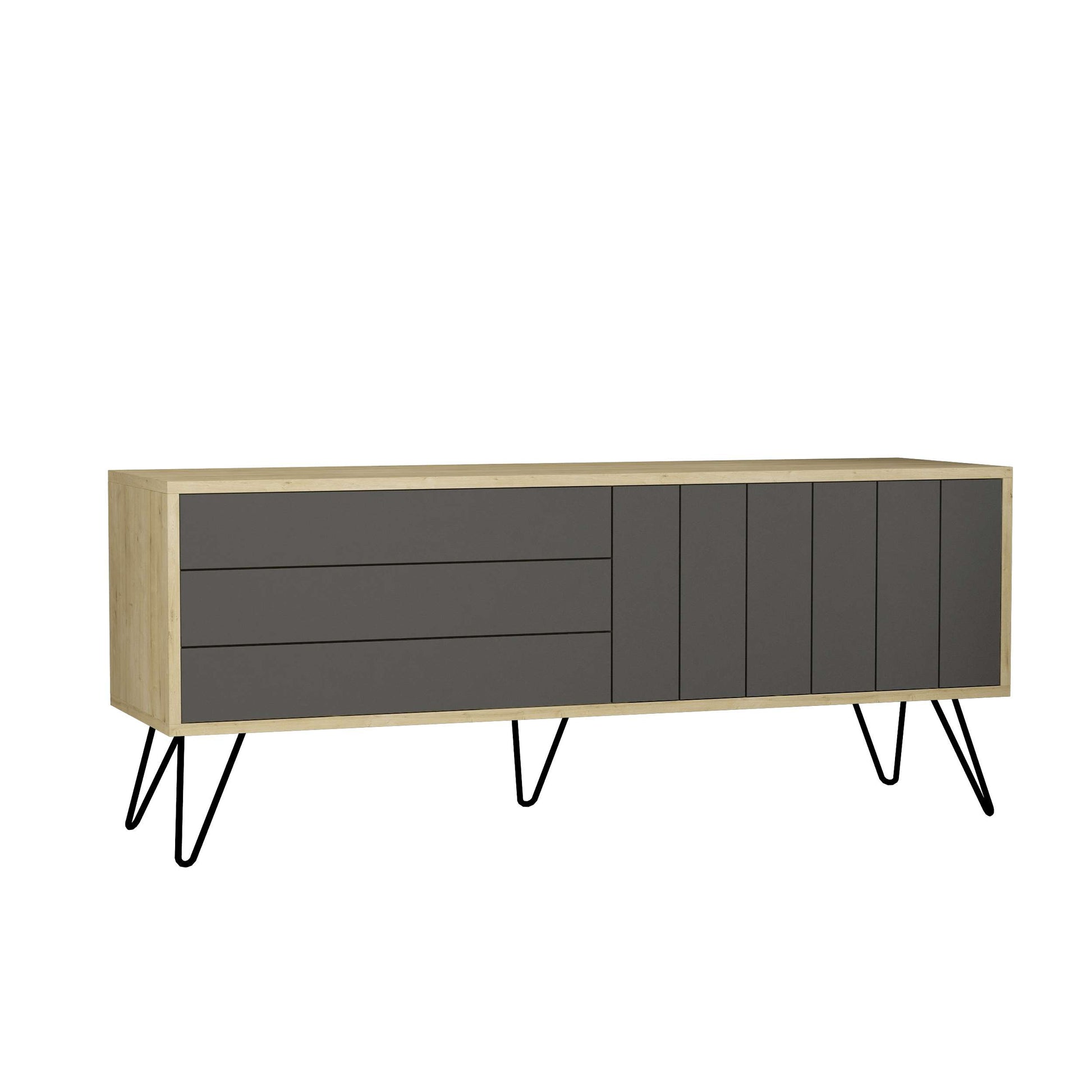 Picadilly TV Unit - Oak Anthracite - White Background