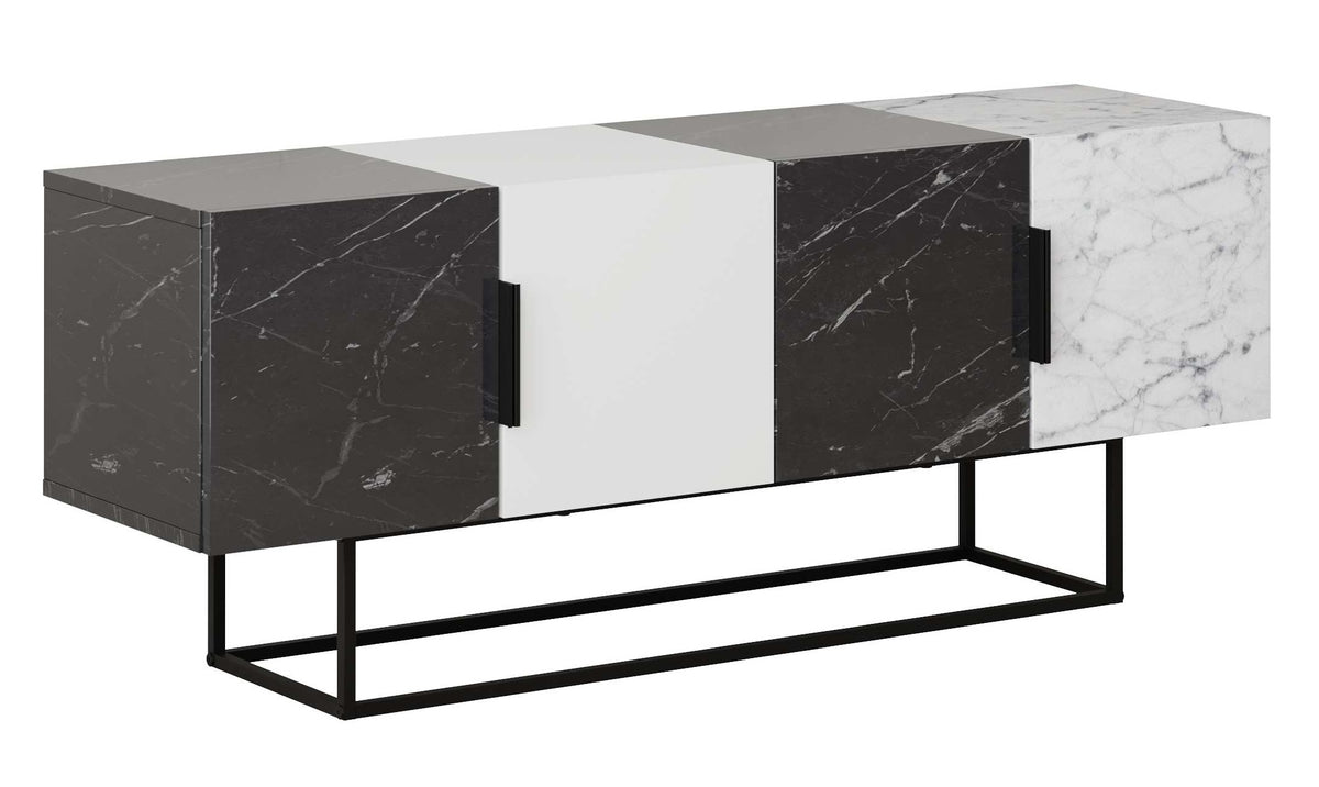 Tontini TV Stand - Black White Marble - 9