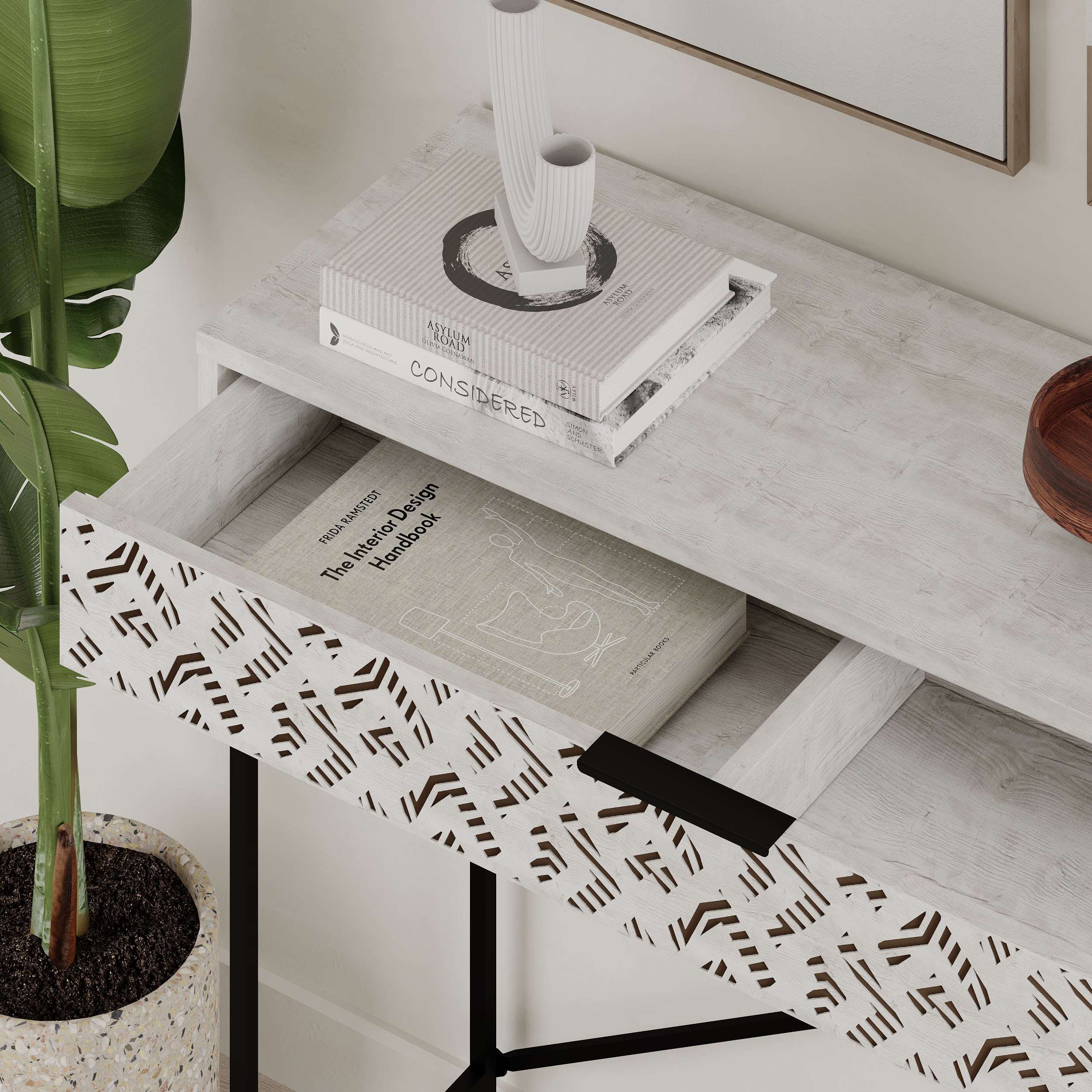 Heaton Console Side Table - White - 4
