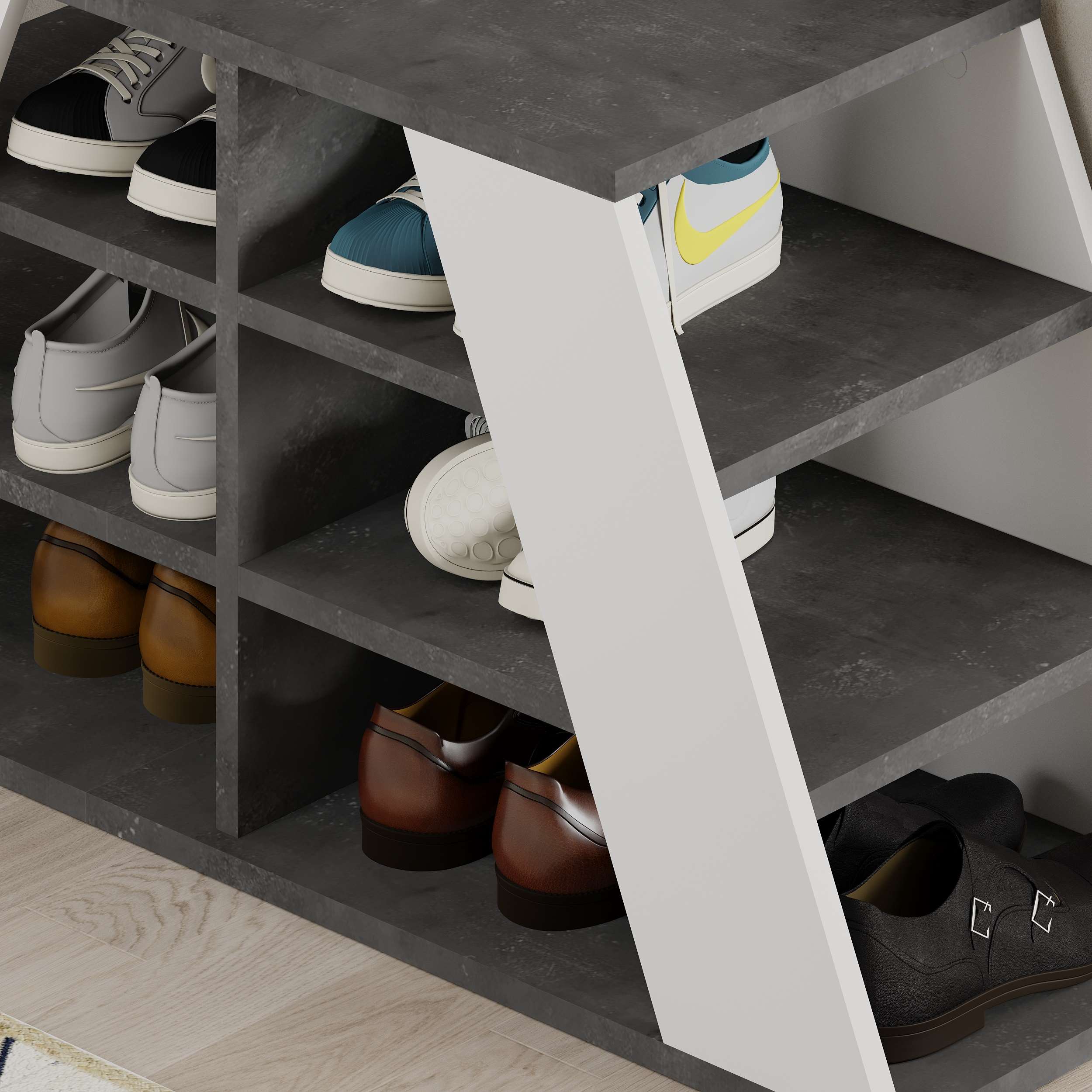 Pyramid Shoe Rack - Retro Grey - 2