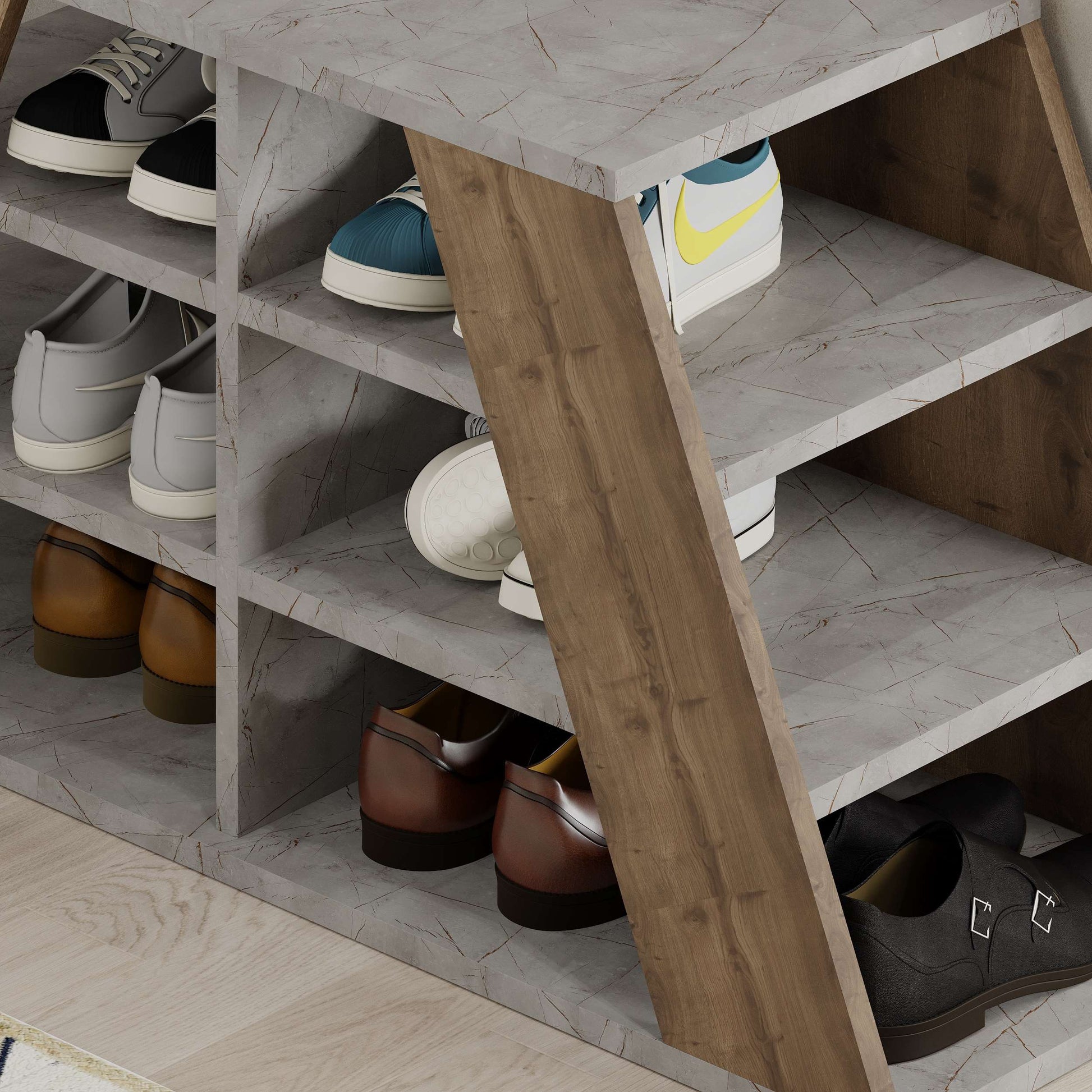 Pyramid Shoe Rack - Walnut - 3