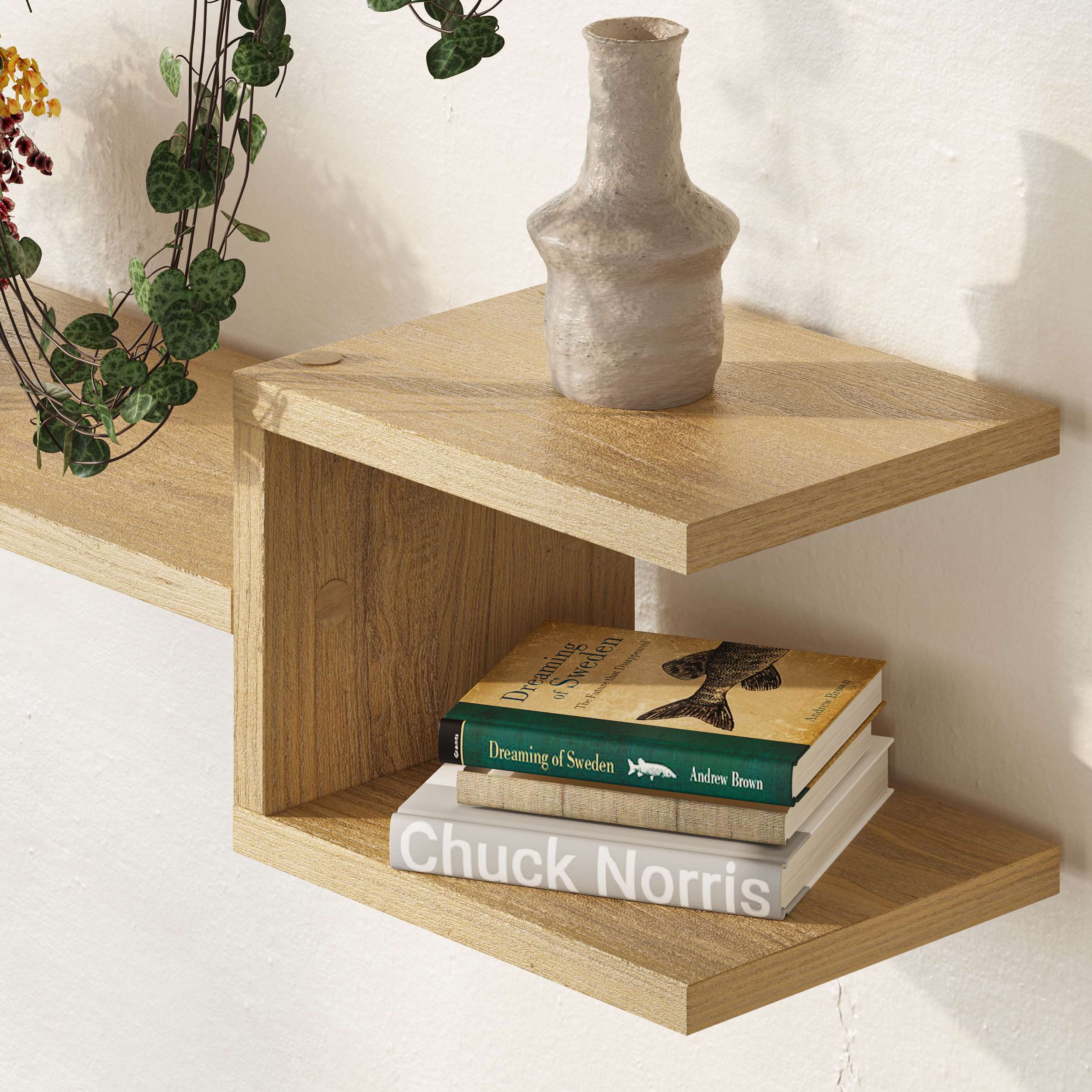 Fork Wall Shelf - Oak - 3