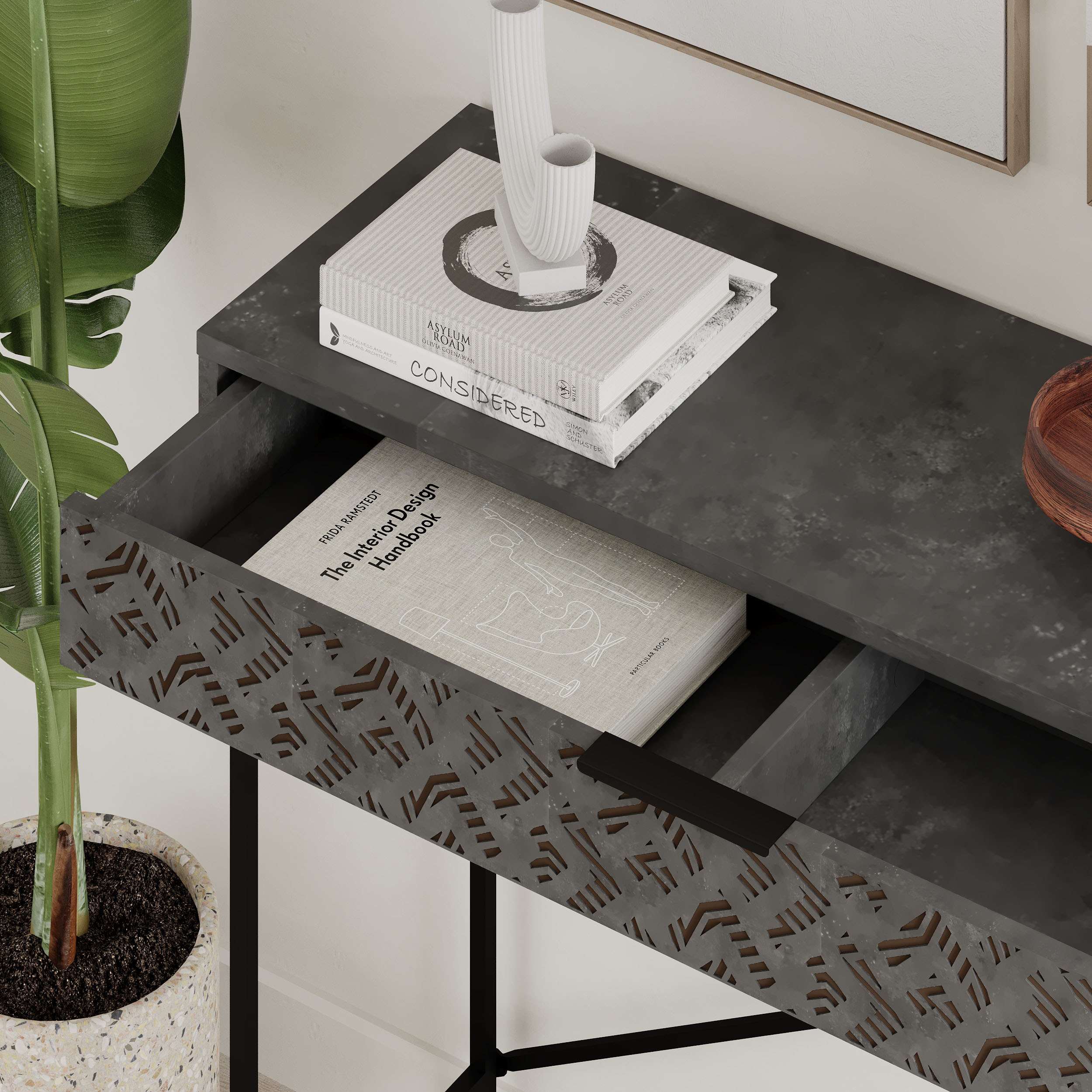 Heaton Console Side Table - Retro Grey - 3